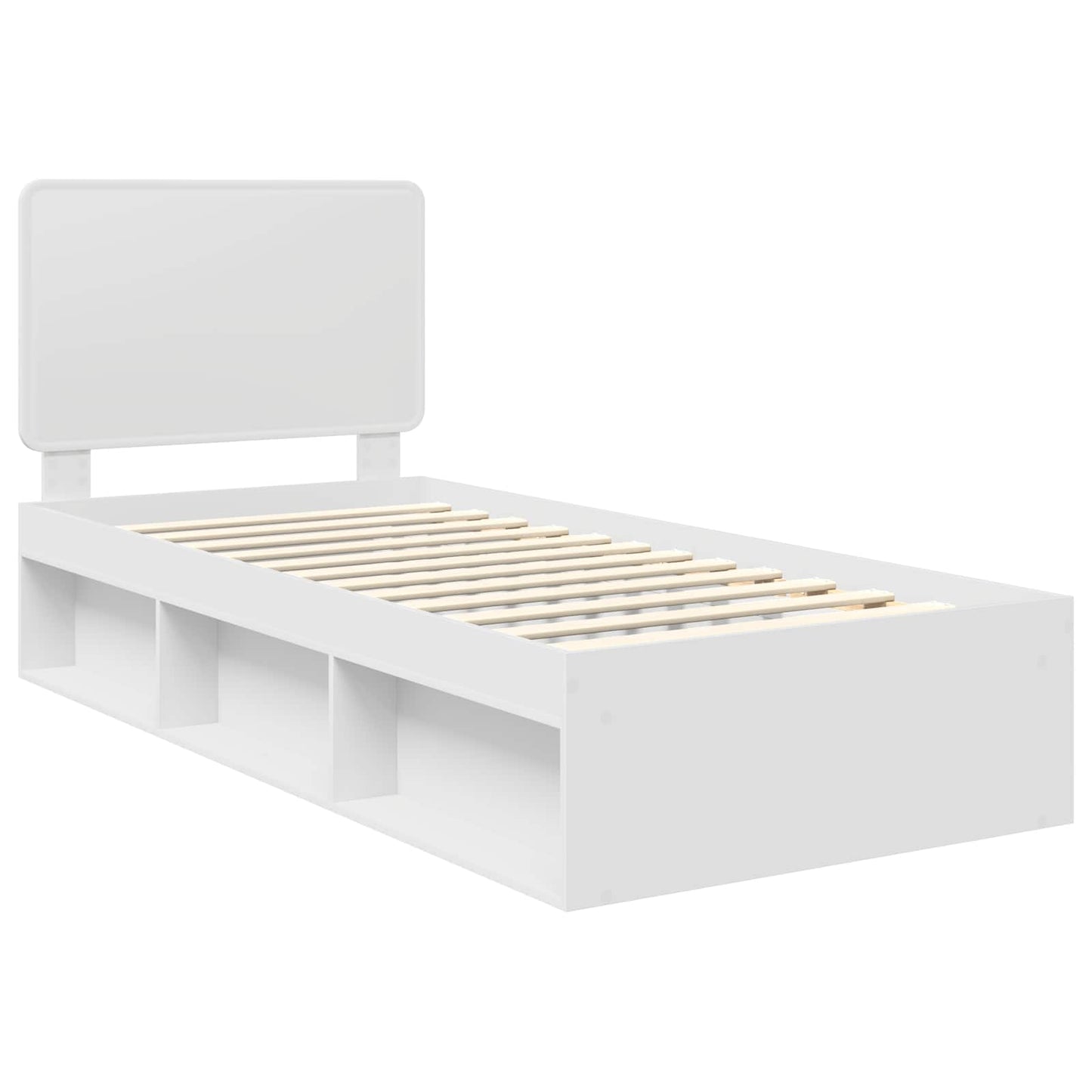 Bed Frame with Headboard White 100 x 200 cm Solid Pine Wood
