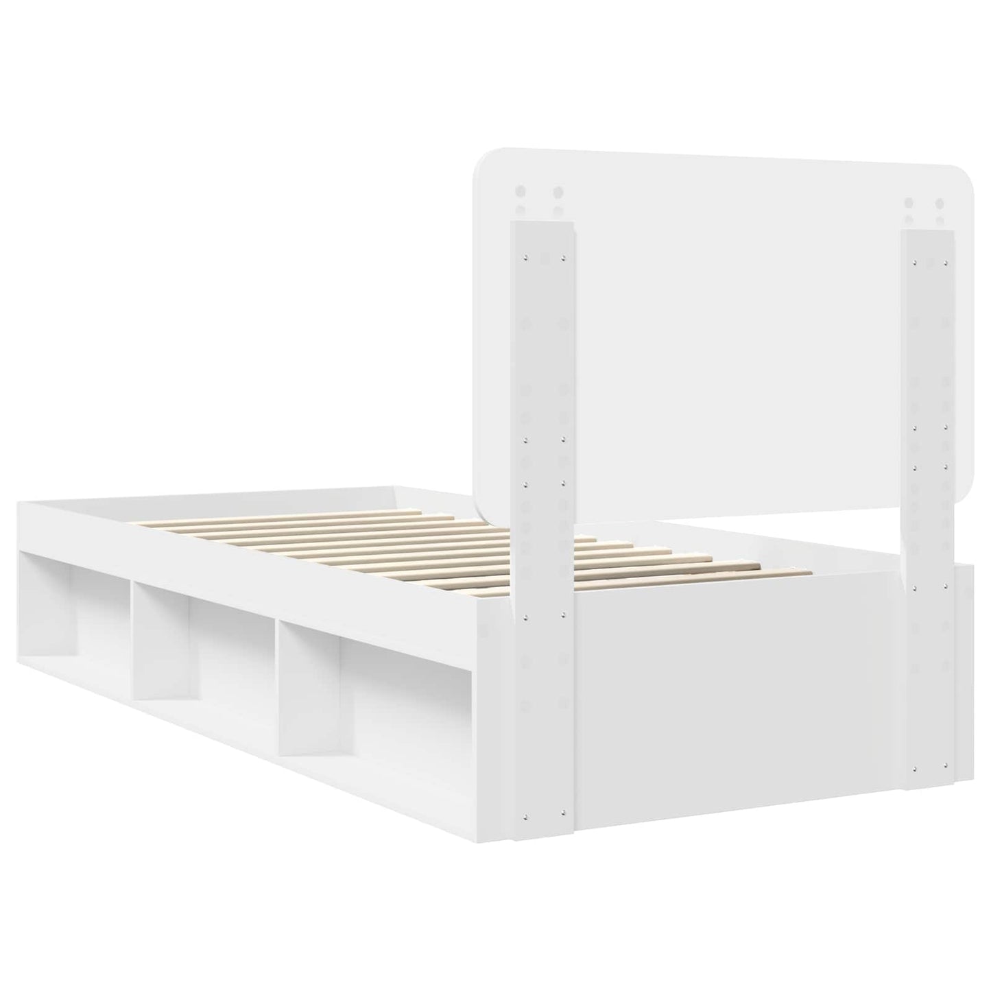 Bed Frame with Headboard White 100 x 200 cm Solid Pine Wood
