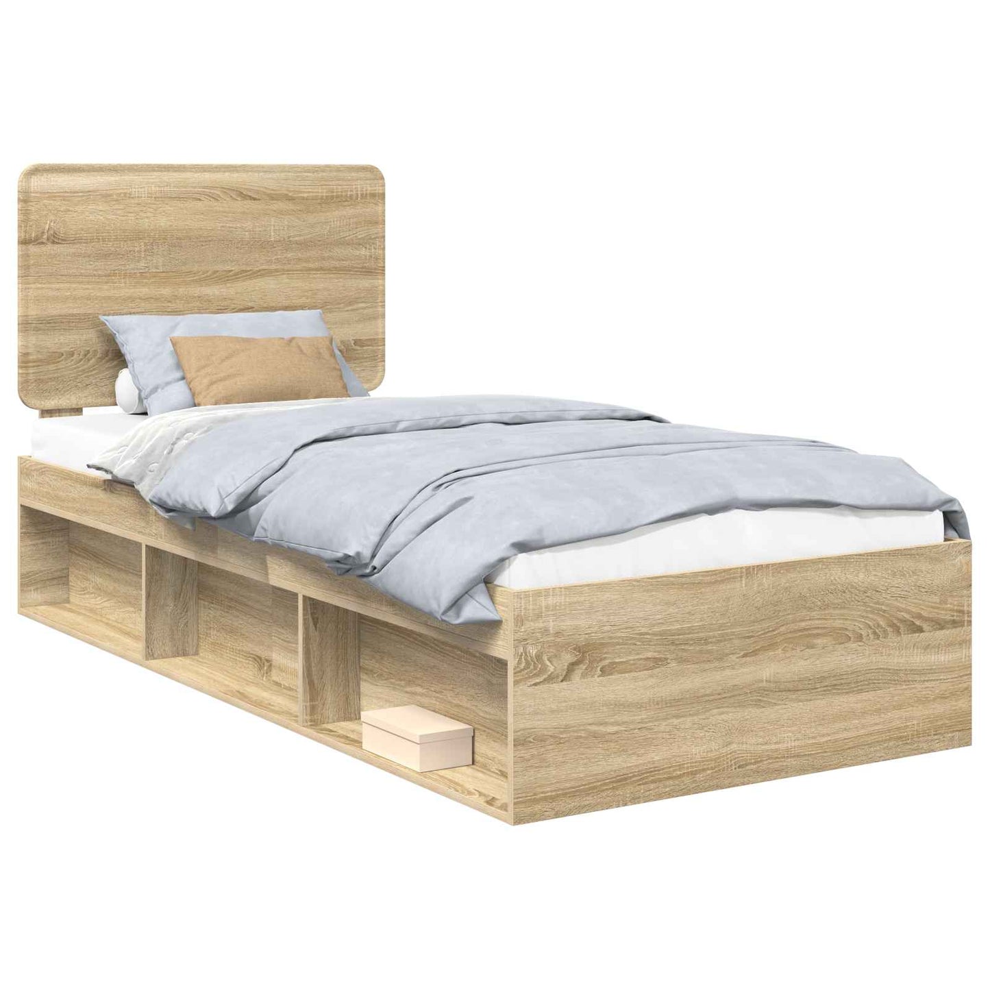 Bed Frame with Headboard Sonoma 100 x 200 cm Solid Pine Wood