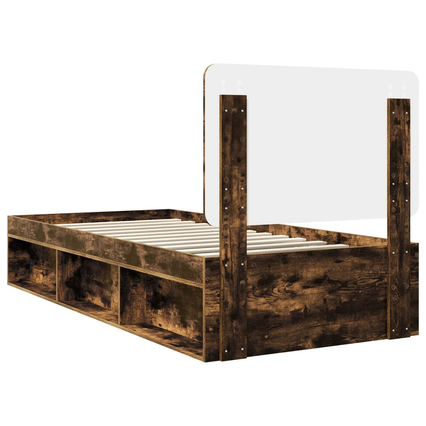 Bed Frame Smoked Oak 100 x 200 cm Solid Pine Wood