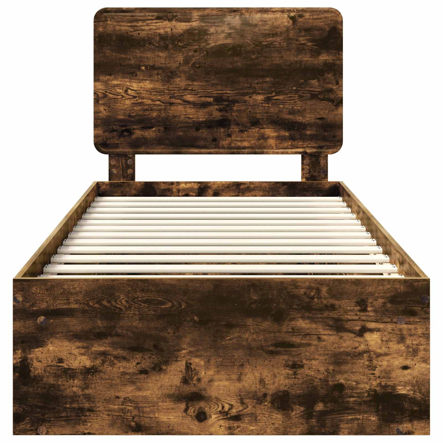 Bed Frame Smoked Oak 100 x 200 cm Solid Pine Wood