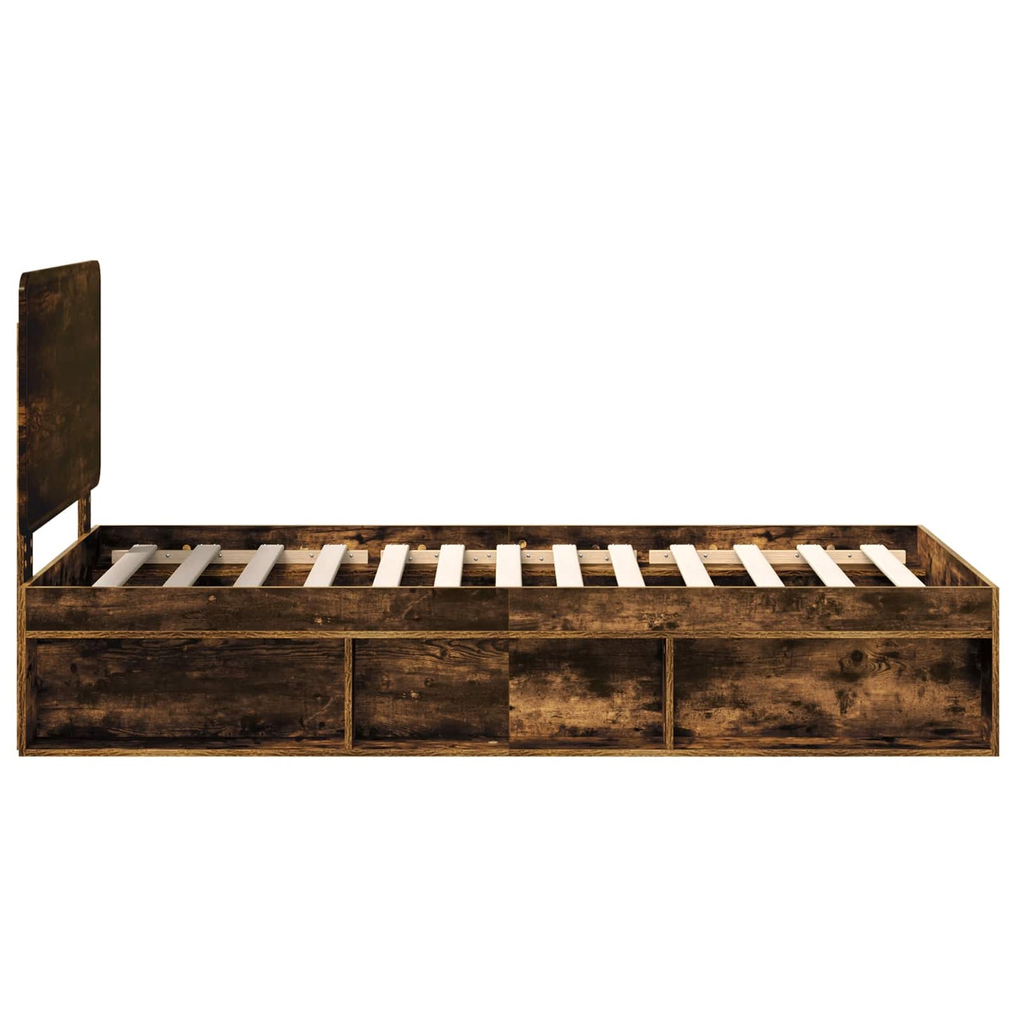 Bed Frame Smoked Oak 100 x 200 cm Solid Pine Wood
