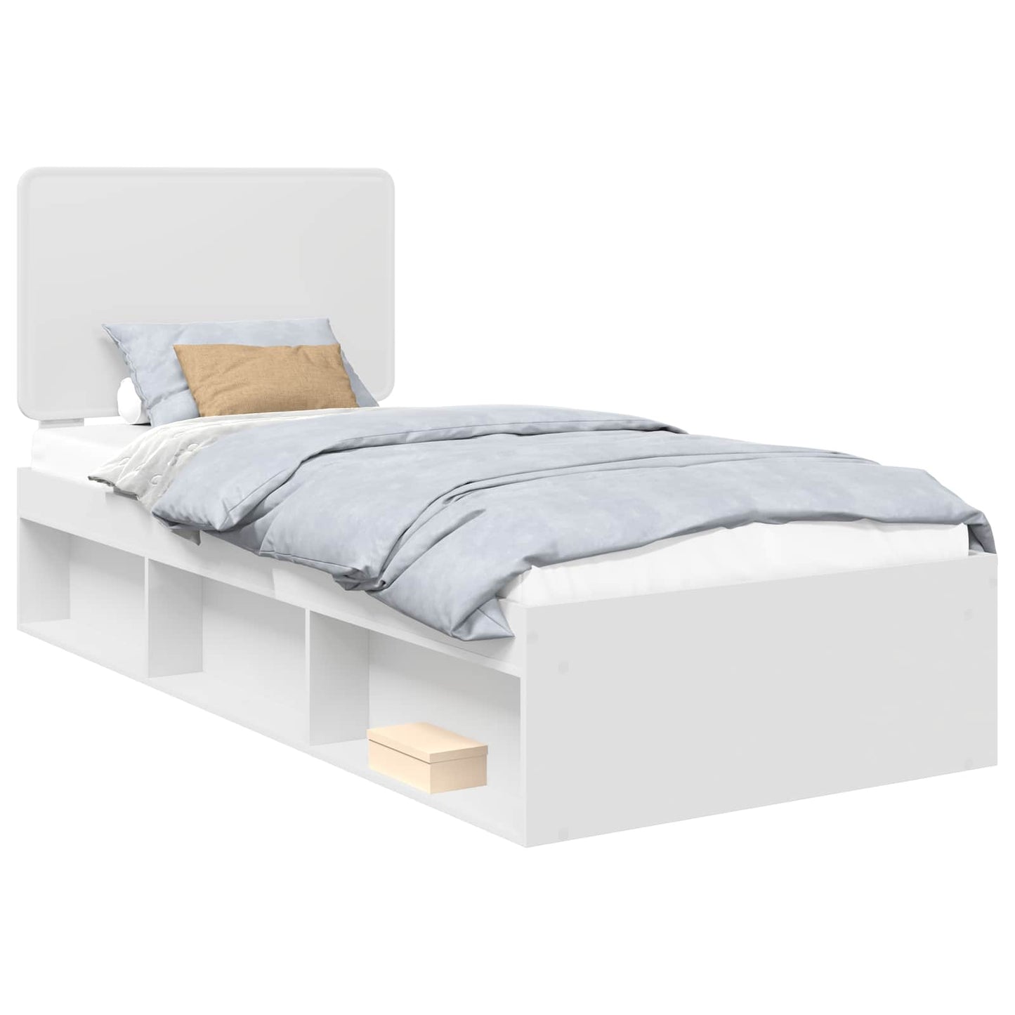 Bed Frame with Headboard White 90 x 200 cm Solid Pine Wood