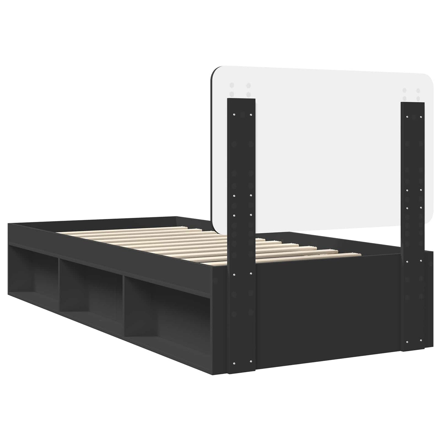 Bed Frame with Headboard Black 90 x 200 cm Solid Pine Wood