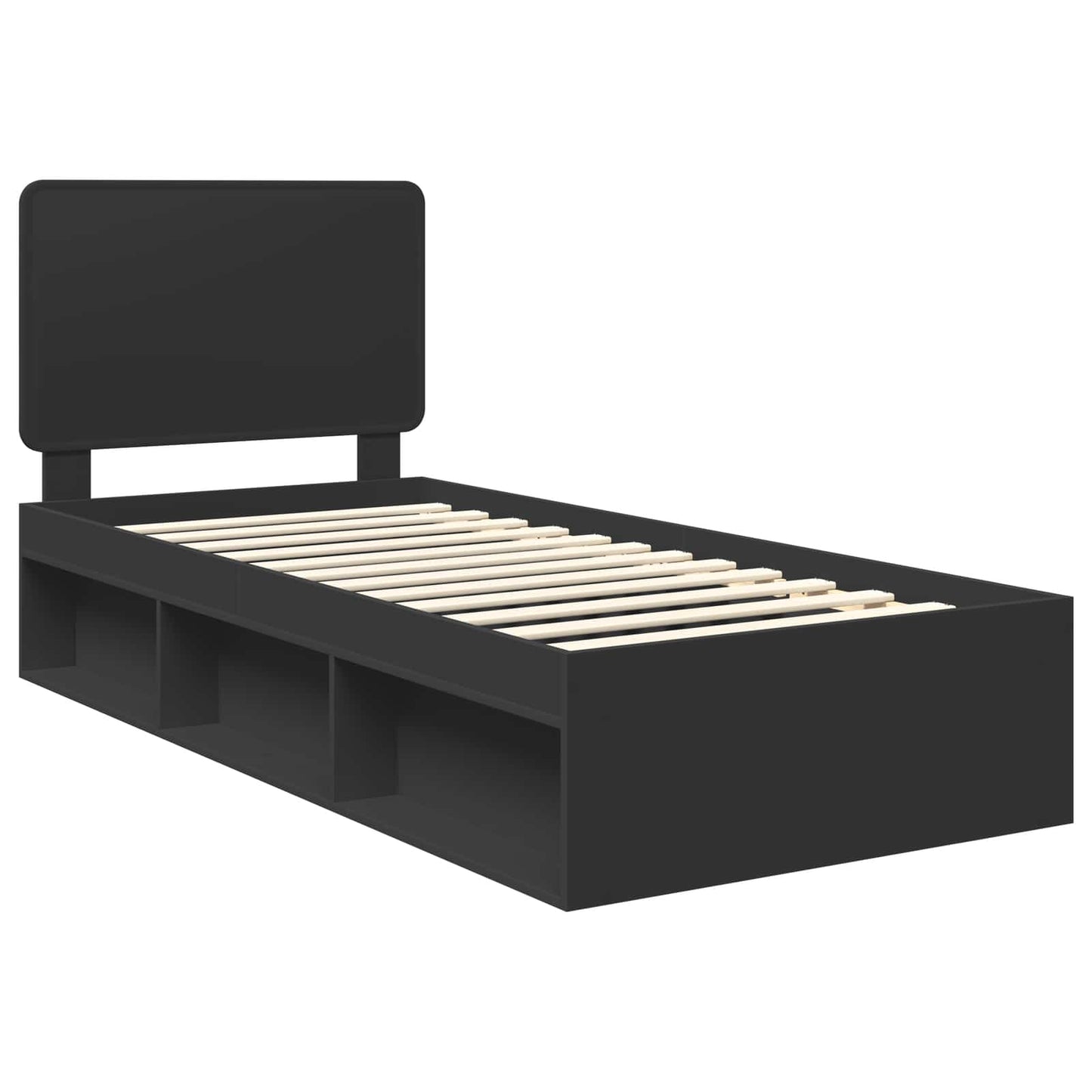 Bed Frame with Headboard Black 90 x 190 cm Solid Pine Wood