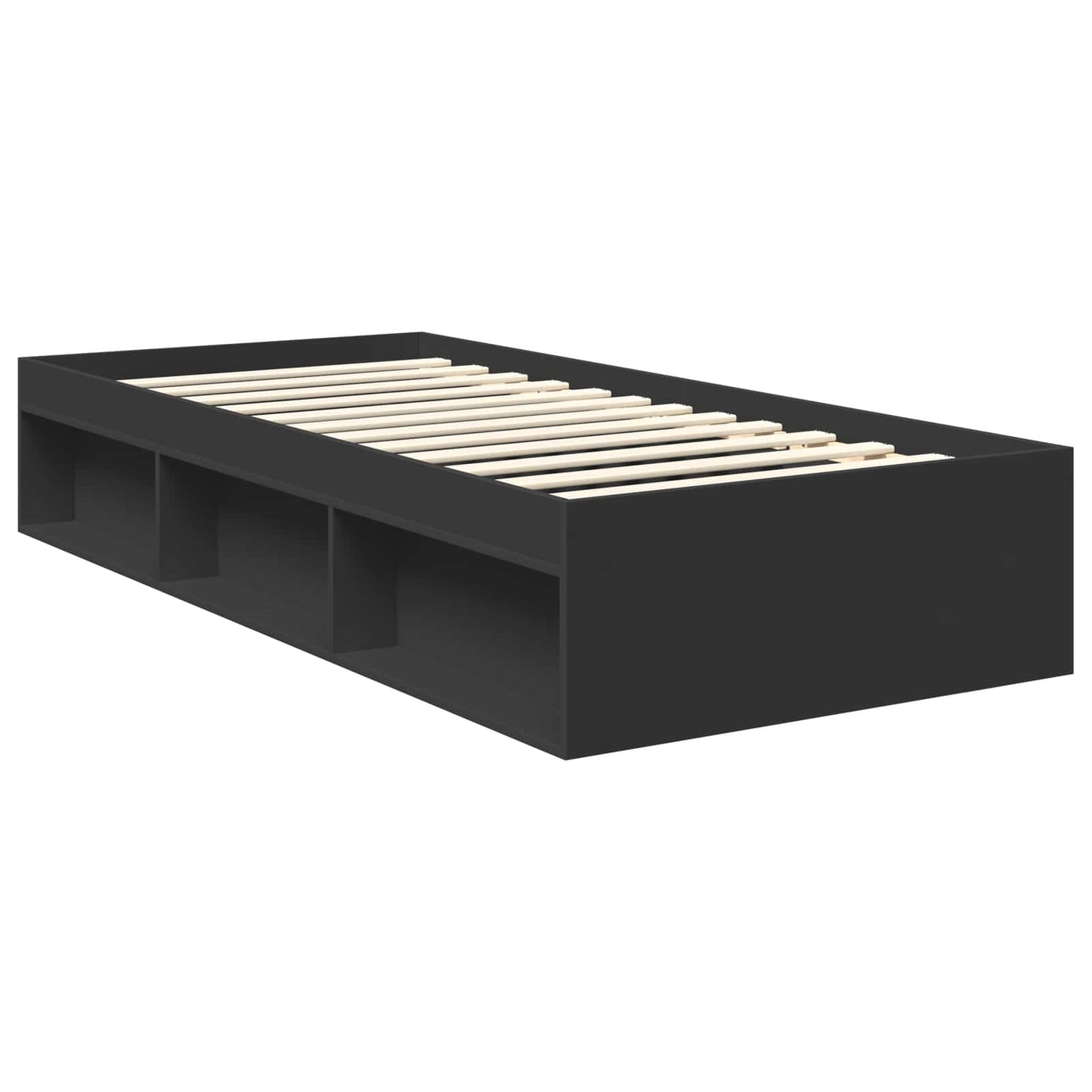 Bed Frame with Headboard Black 90 x 190 cm Solid Pine Wood