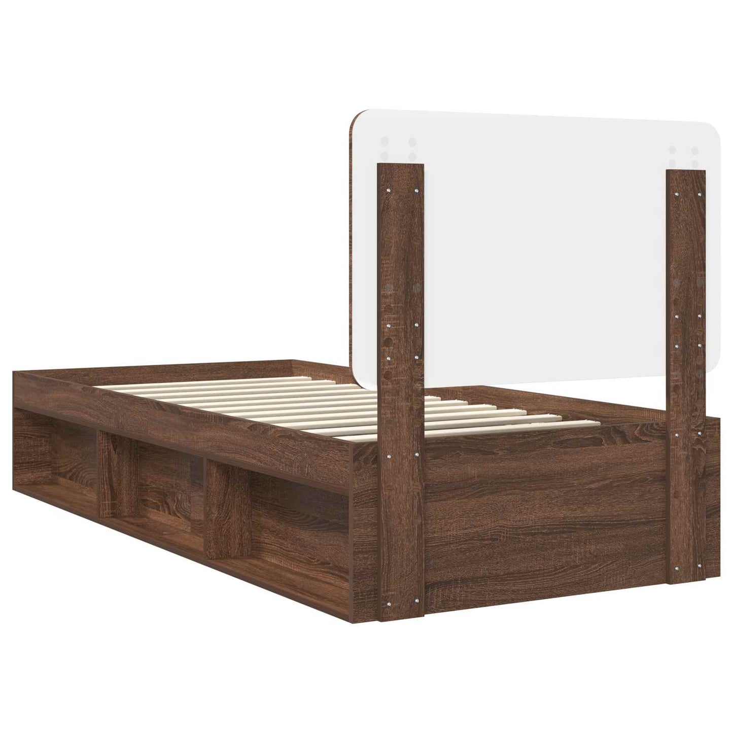 Bed Frame with Headboard Brown Oak 90 x 190 cm Solid Pine Wood