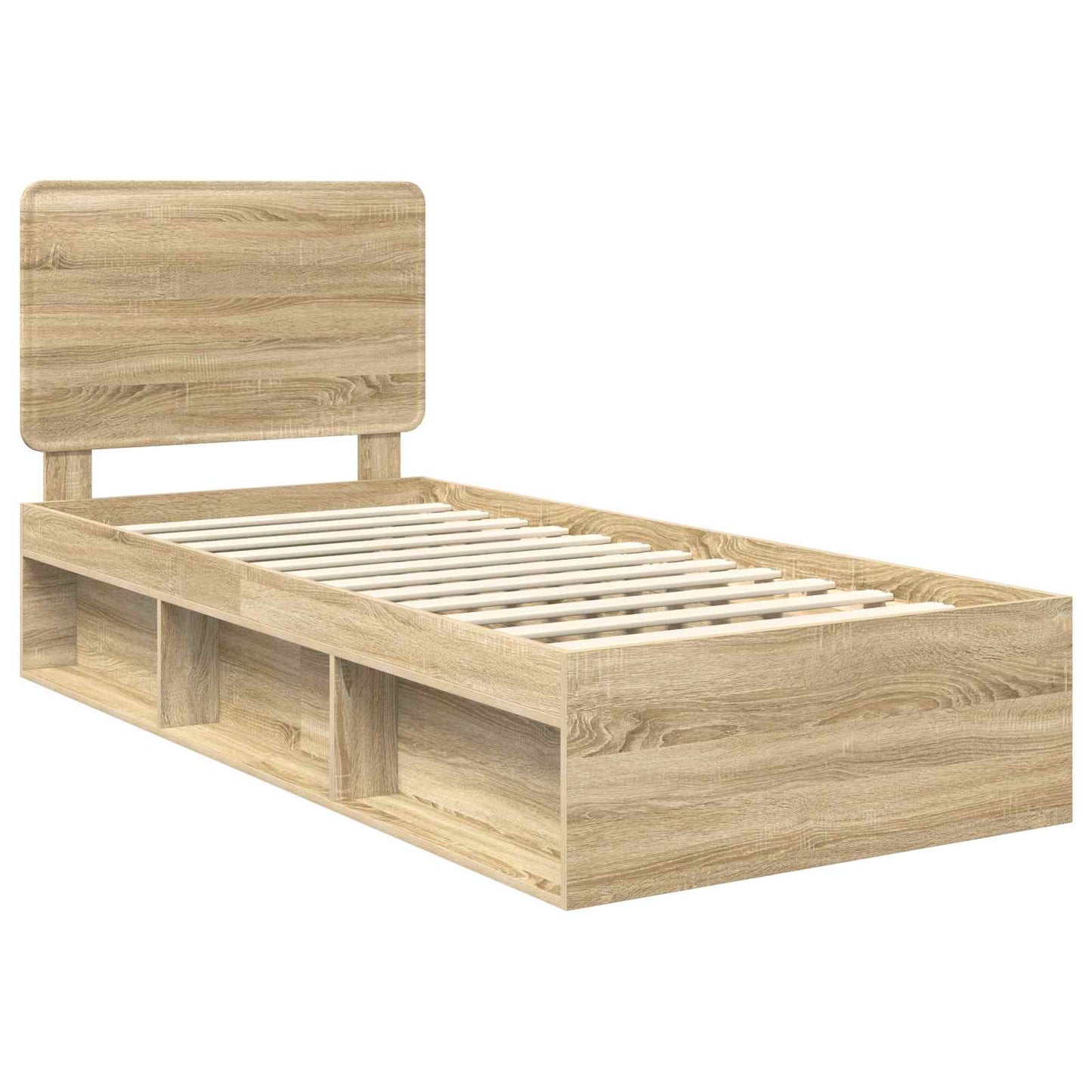Bed Frame with Headboard Sonoma Oak 75 x 190 cm Solid Pine Wood