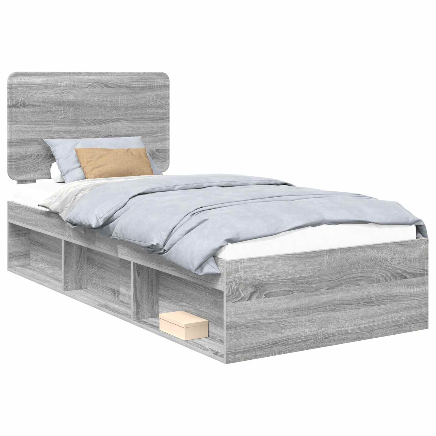 Bed Frame Grey Sonoma 75 x 190 cm Solid Pine Wood