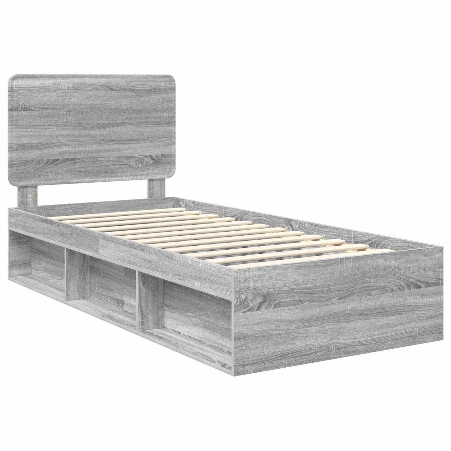 Bed Frame Grey Sonoma 75 x 190 cm Solid Pine Wood