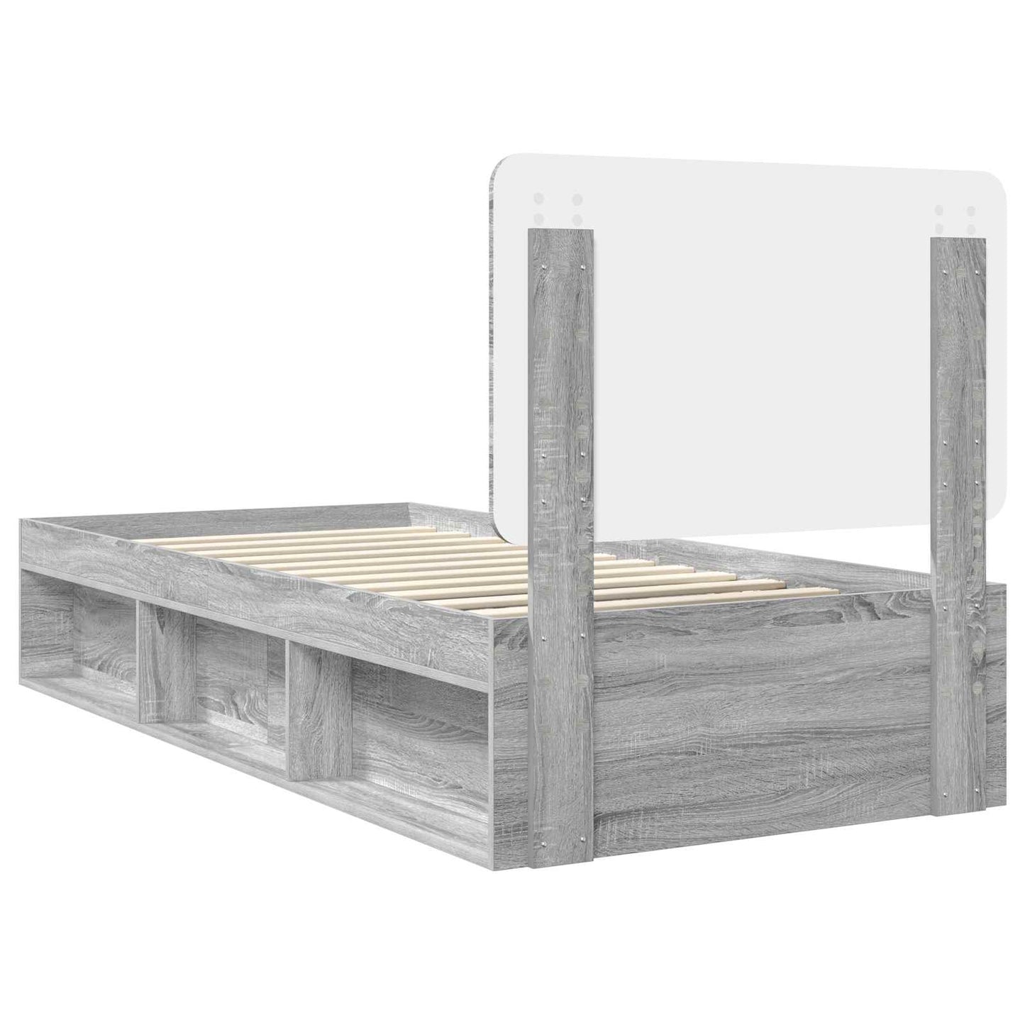 Bed Frame Grey Sonoma 75 x 190 cm Solid Pine Wood