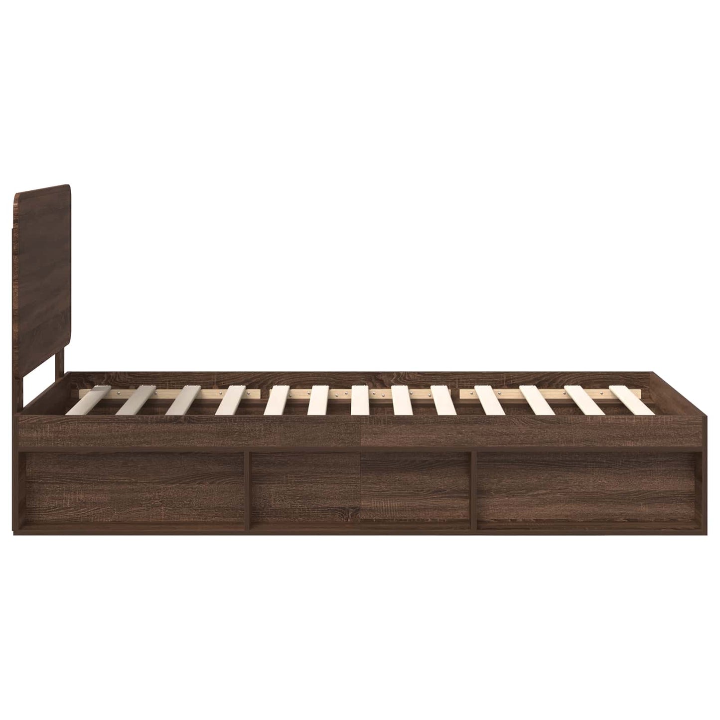 Bed Frame with Headboard Brown Oak 75 x 190 cm Solid Pine Wood