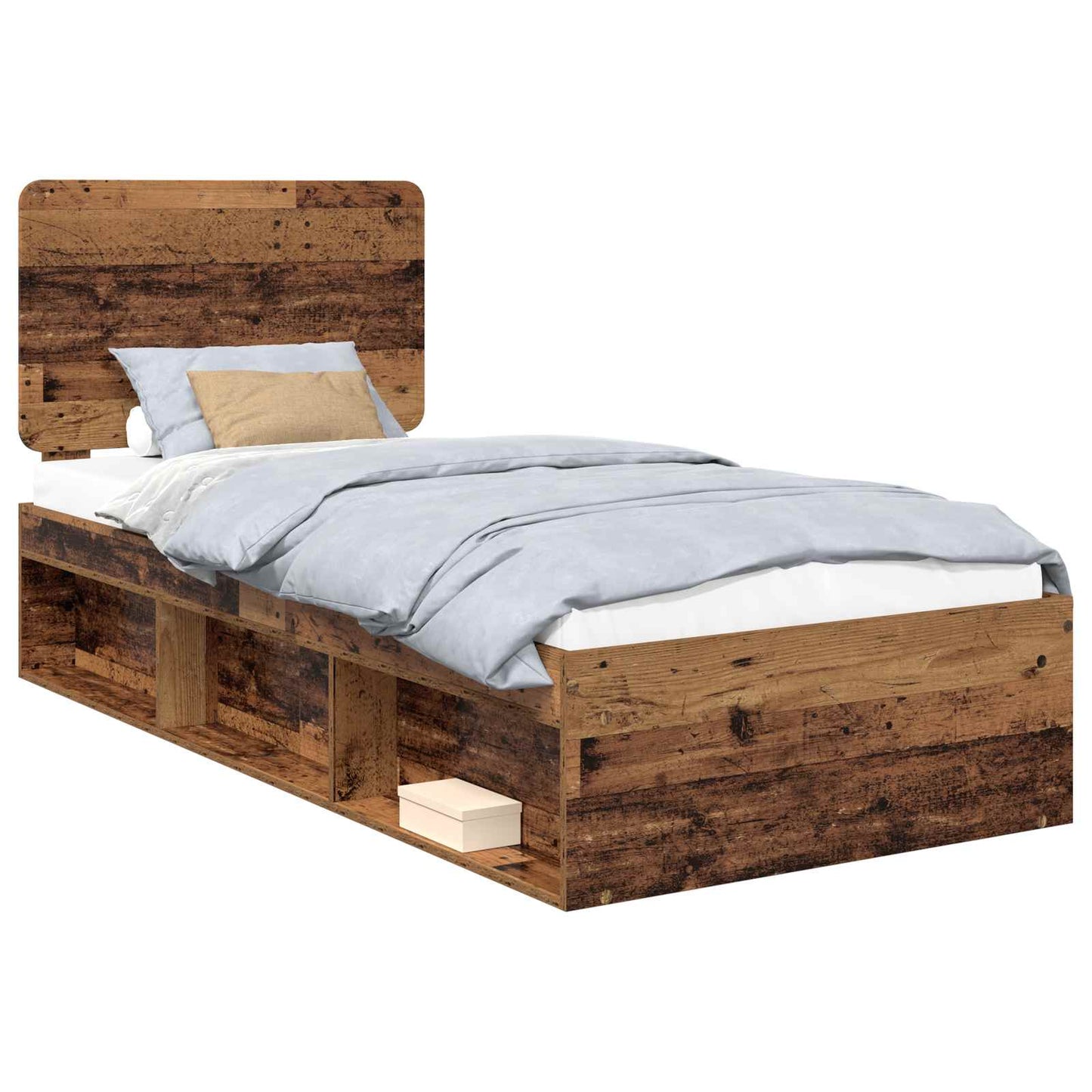 Bed Frame with Headboard Old Wood 75 x 190 cm Solid Pine Wood