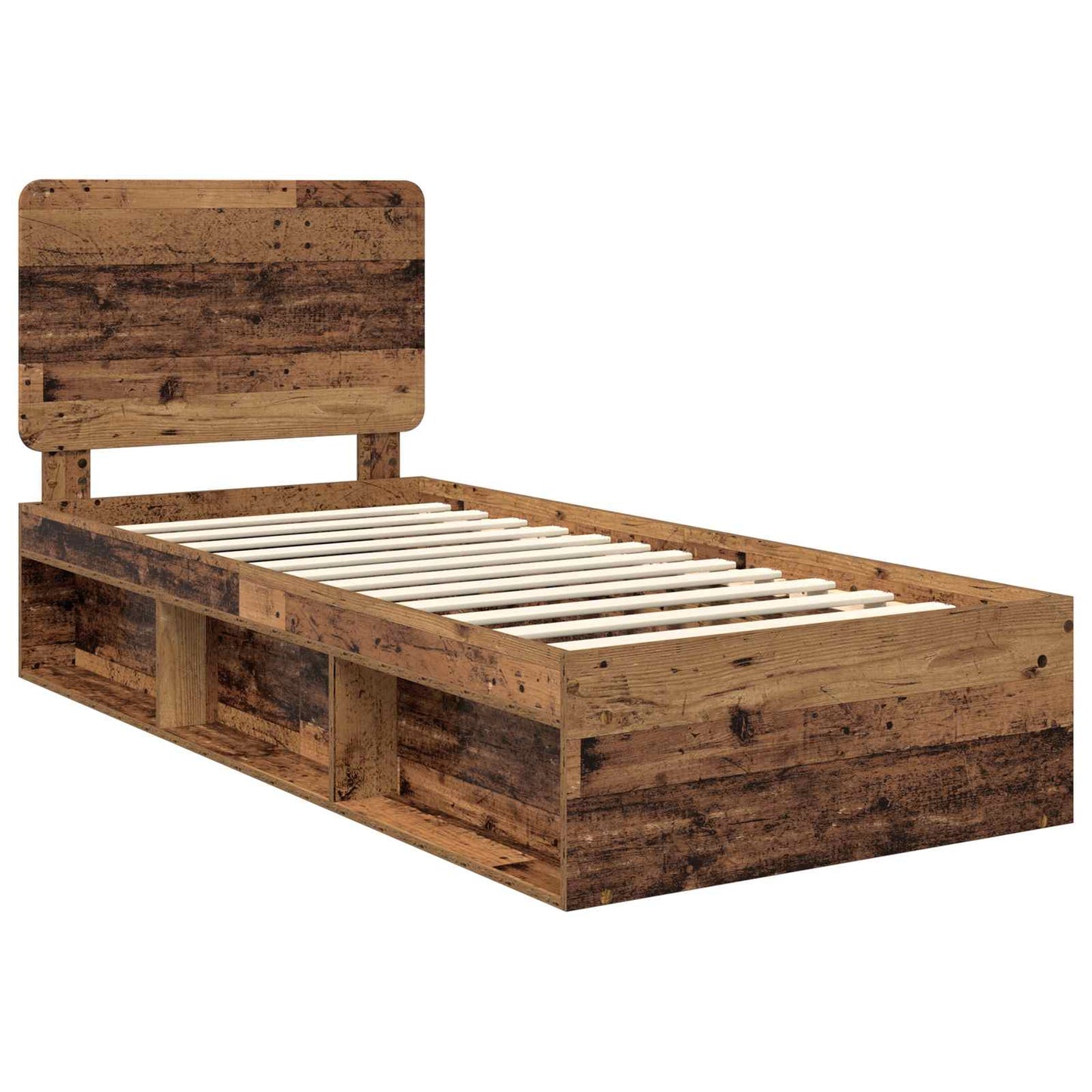 Bed Frame with Headboard Old Wood 75 x 190 cm Solid Pine Wood
