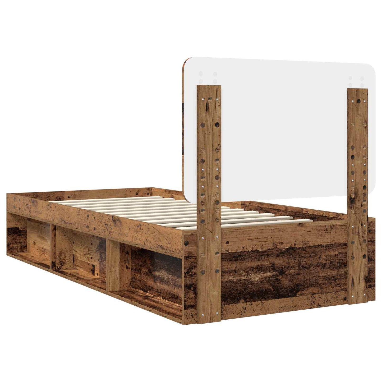 Bed Frame with Headboard Old Wood 75 x 190 cm Solid Pine Wood