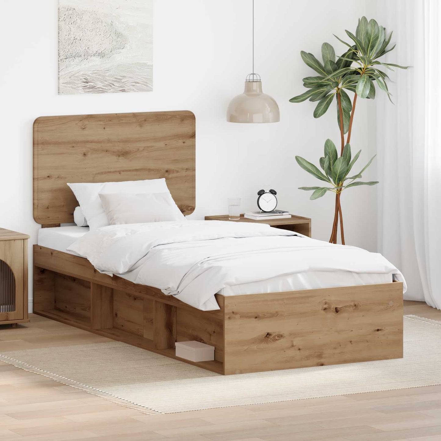 Bed Frame Artisian Oak 75 x 190 cm Solid Pine Wood