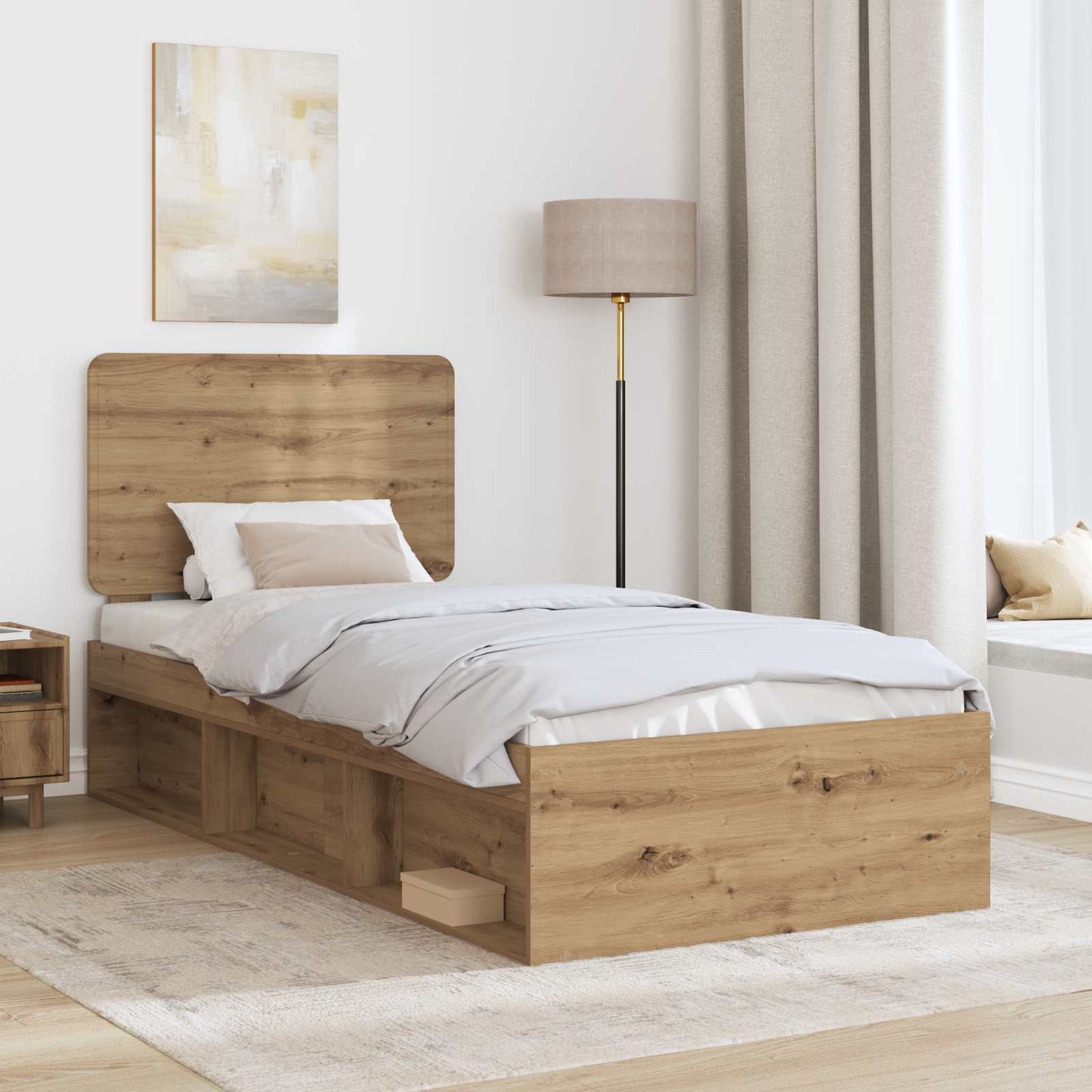 Bed Frame Artisian Oak 75 x 190 cm Solid Pine Wood
