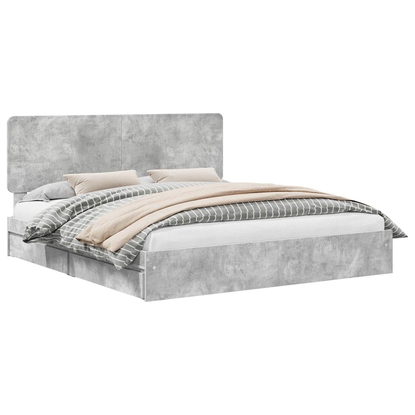 Storage Bed Concrete Grey 200 x 200 cm Engineered Wood