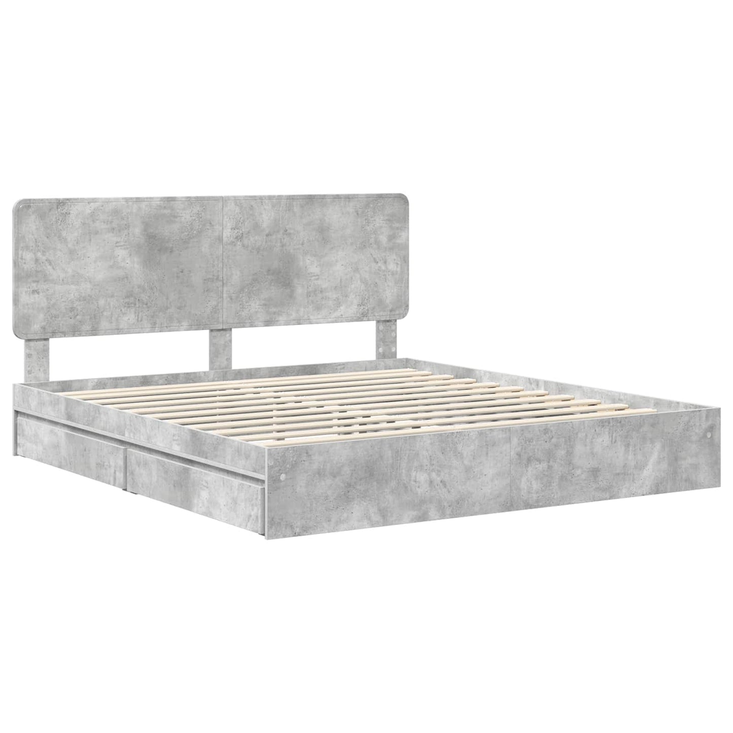 Storage Bed Concrete Grey 200 x 200 cm Engineered Wood