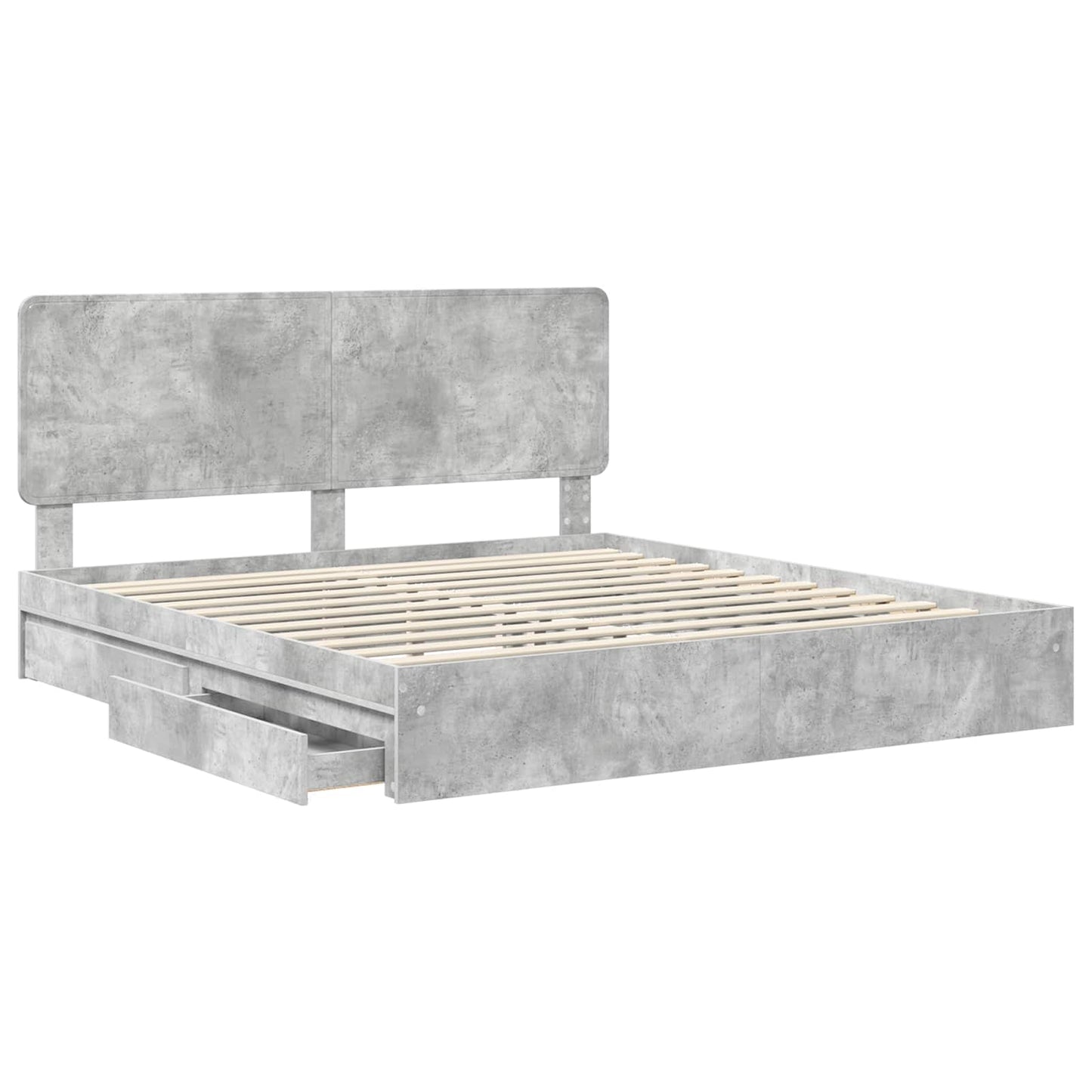 Storage Bed Concrete Grey 200 x 200 cm Engineered Wood