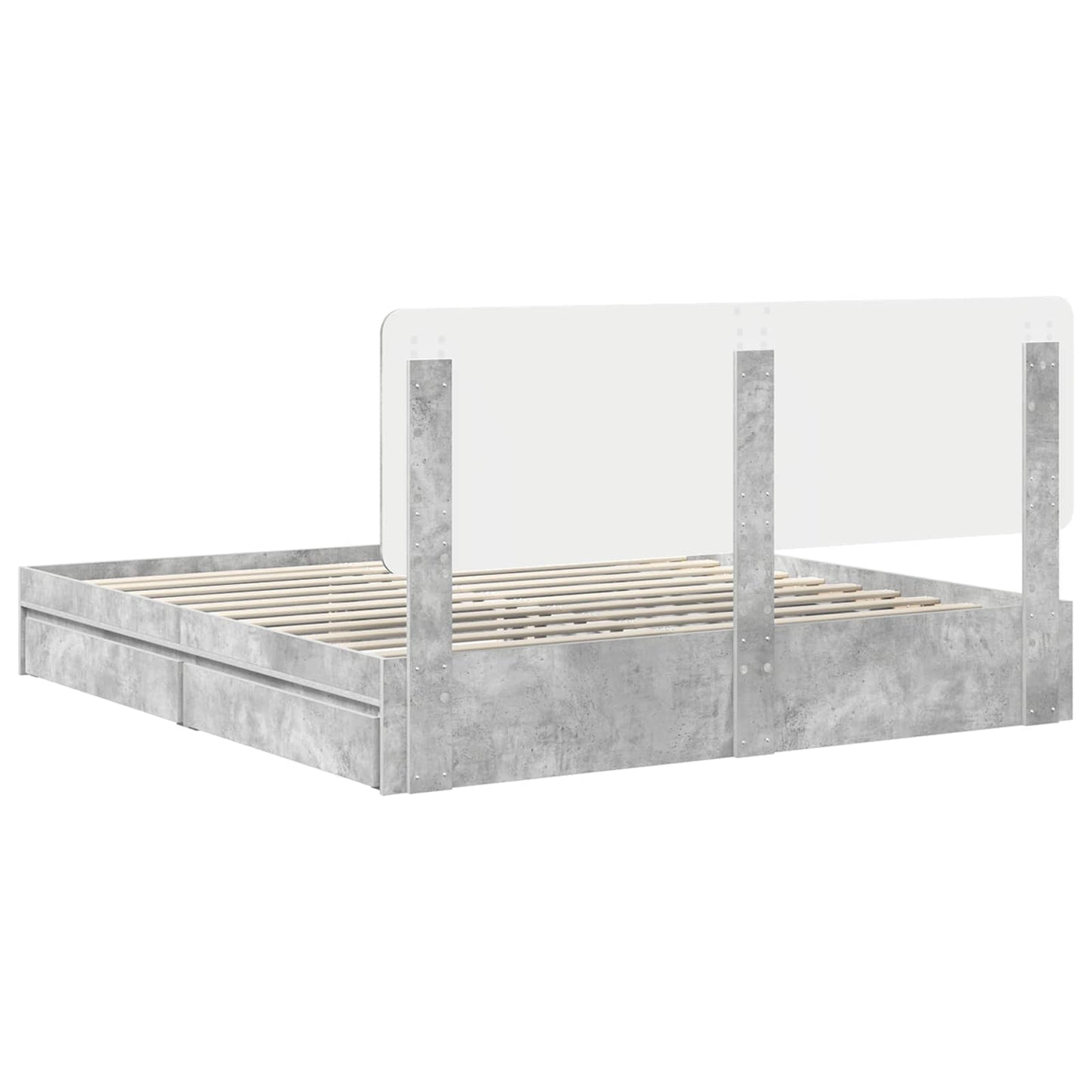 Storage Bed Concrete Grey 200 x 200 cm Engineered Wood