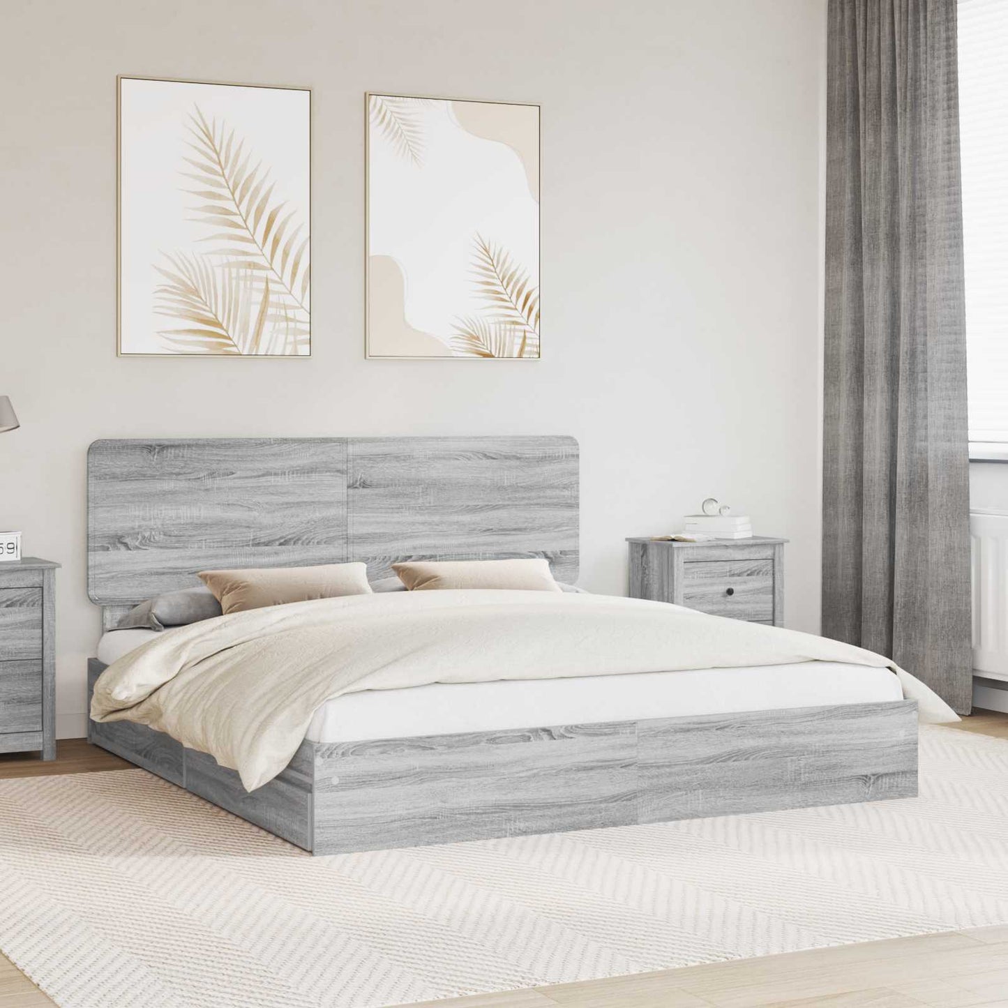 Storage Bed Grey Sonoma 180 x 200 cm Engineered Wood
