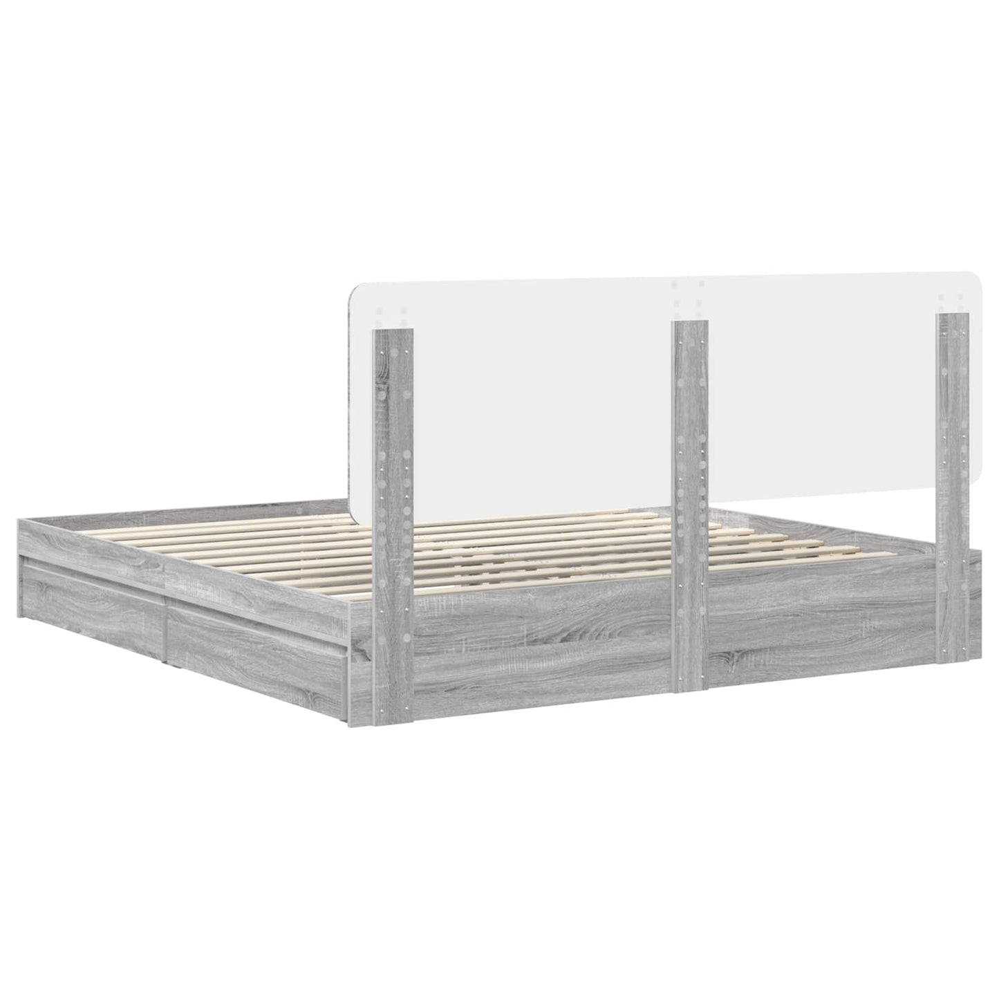 Storage Bed Grey Sonoma 180 x 200 cm Engineered Wood