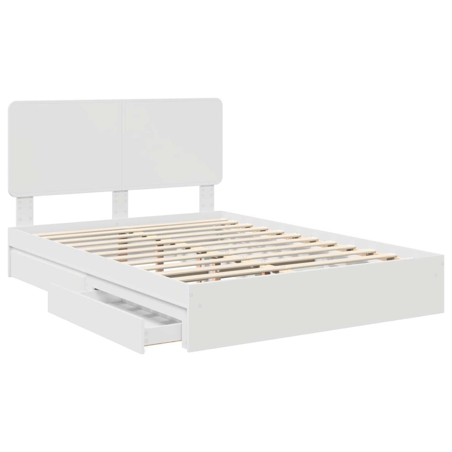 Storage Bed with Headboard White 160 x 200 cm Engineered Wood