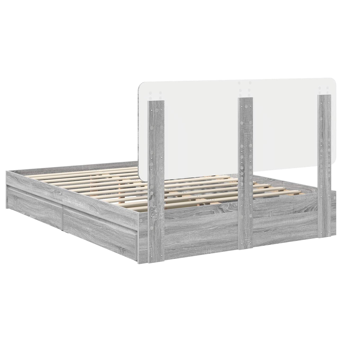 Storage Bed Grey Sonoma 160 x 200 cm Engineered Wood