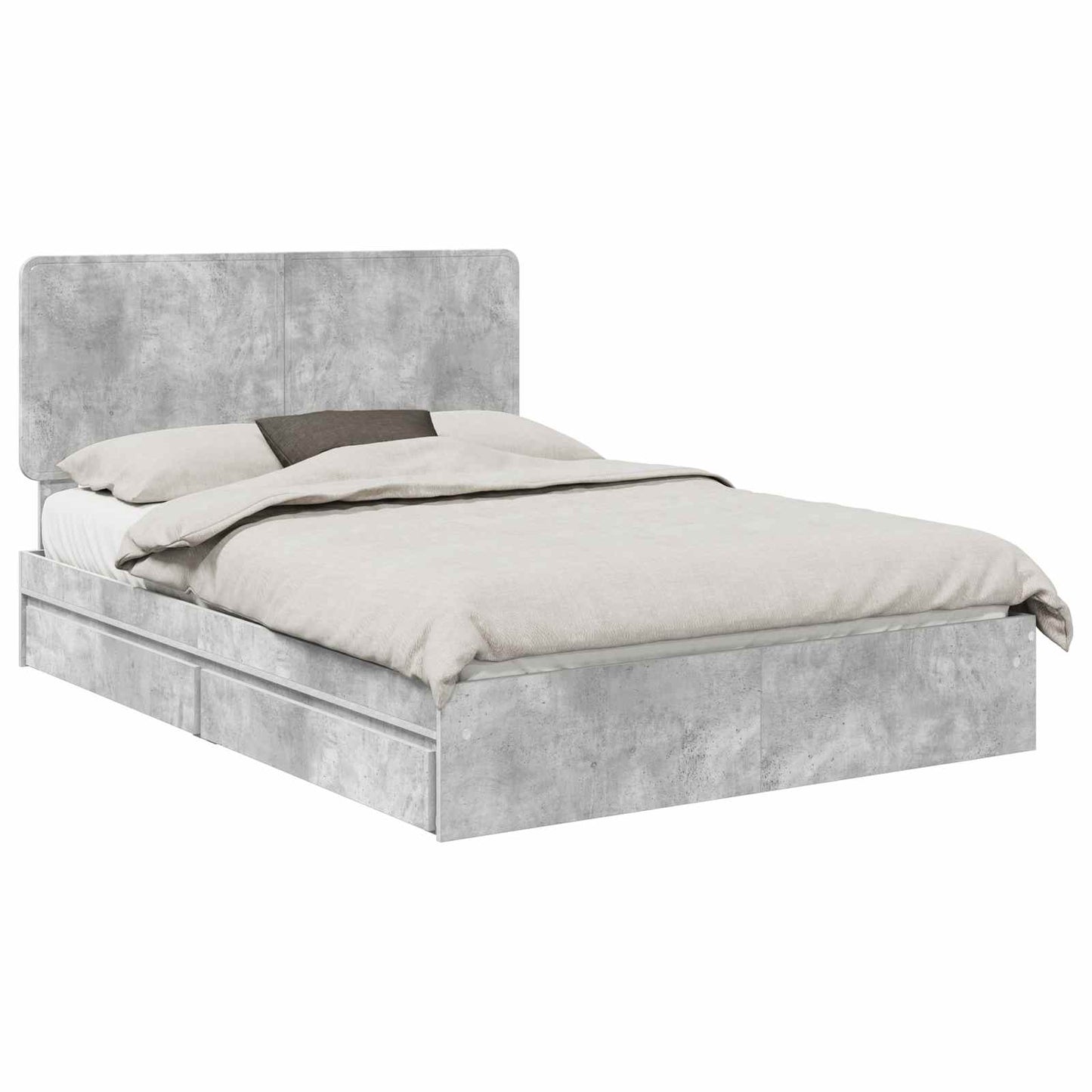 Storage Bed Concrete Grey 150 x 200 cm Engineered Wood