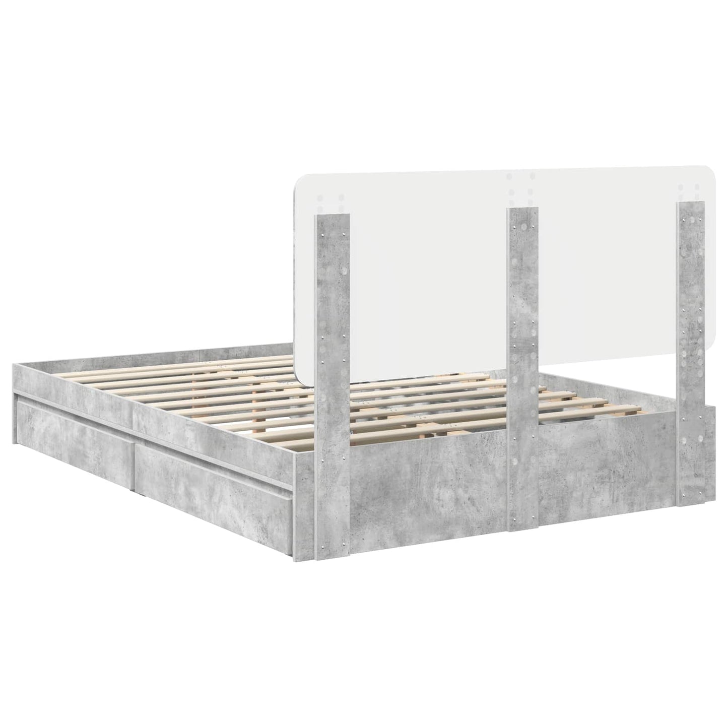 Storage Bed Concrete Grey 150 x 200 cm Engineered Wood