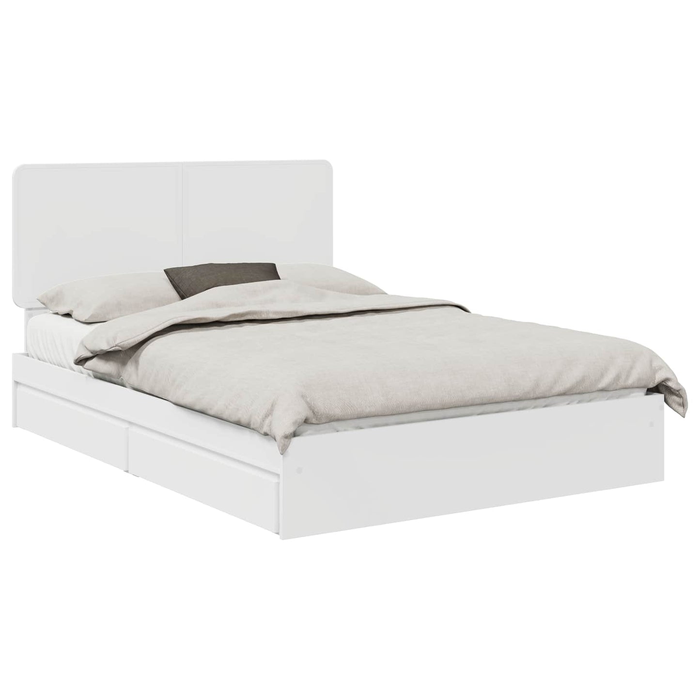 Storage Bed with Headboard White 140 x 200 cm Engineered Wood