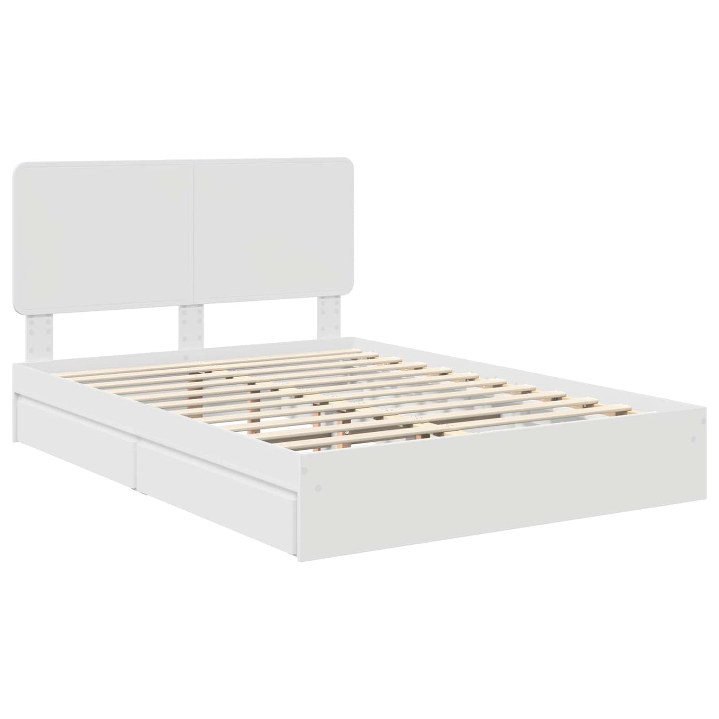 Storage Bed with Headboard White 140 x 200 cm Engineered Wood