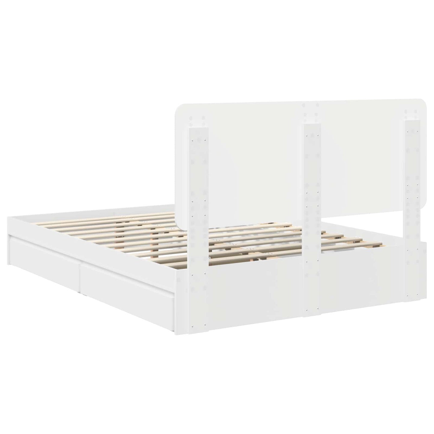 Storage Bed with Headboard White 140 x 200 cm Engineered Wood