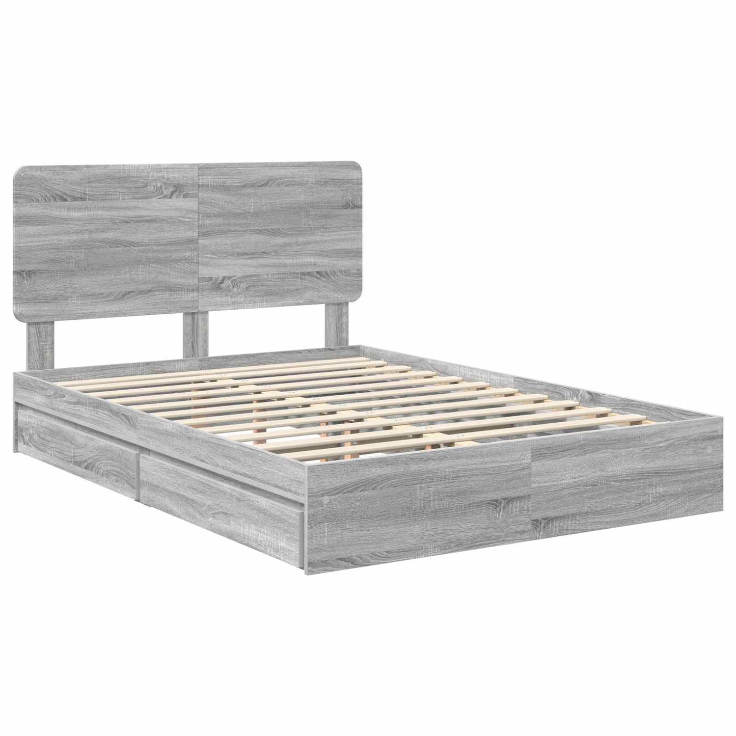 Storage Bed Grey Sonoma 140 x 200 cm Engineered Wood