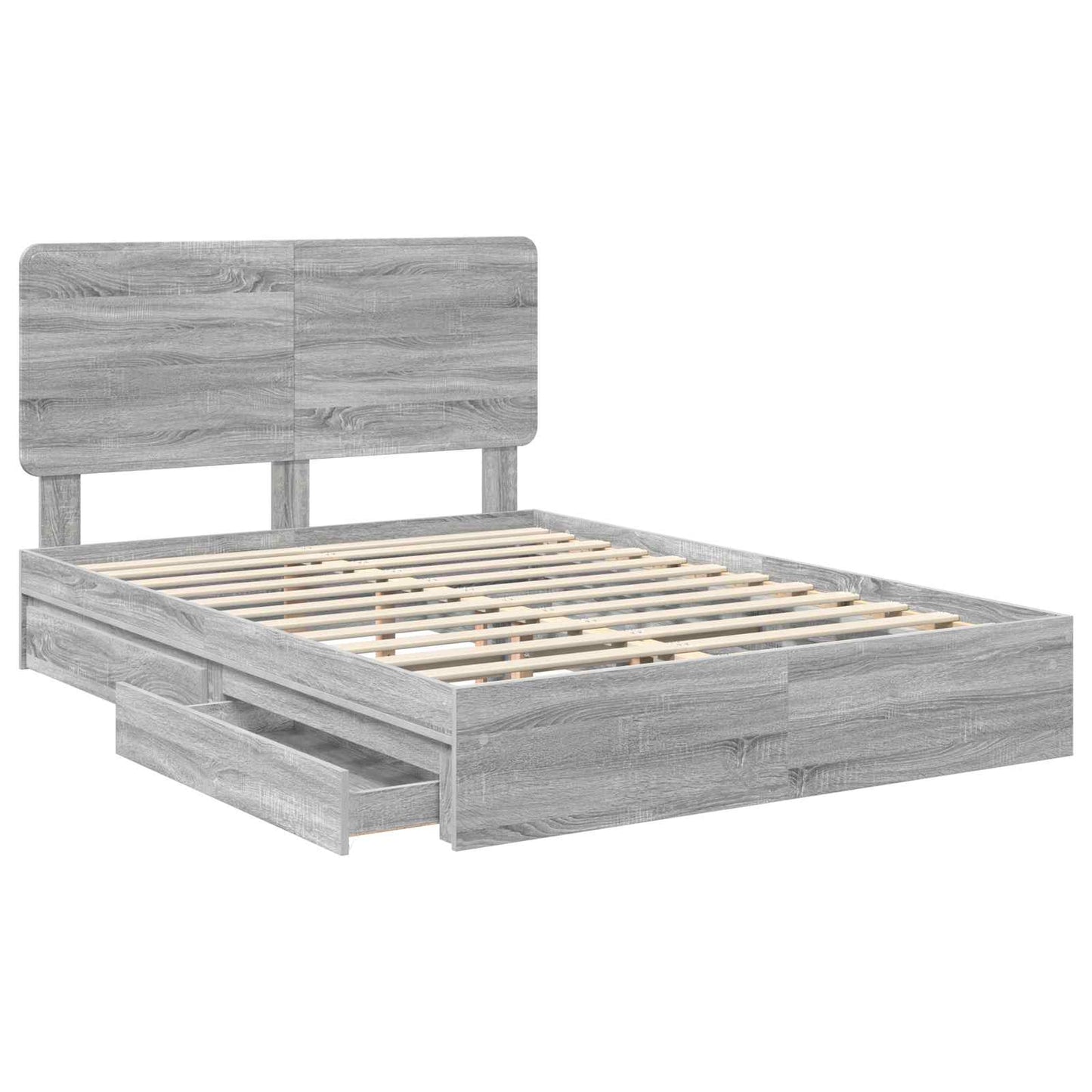 Storage Bed Grey Sonoma 140 x 200 cm Engineered Wood