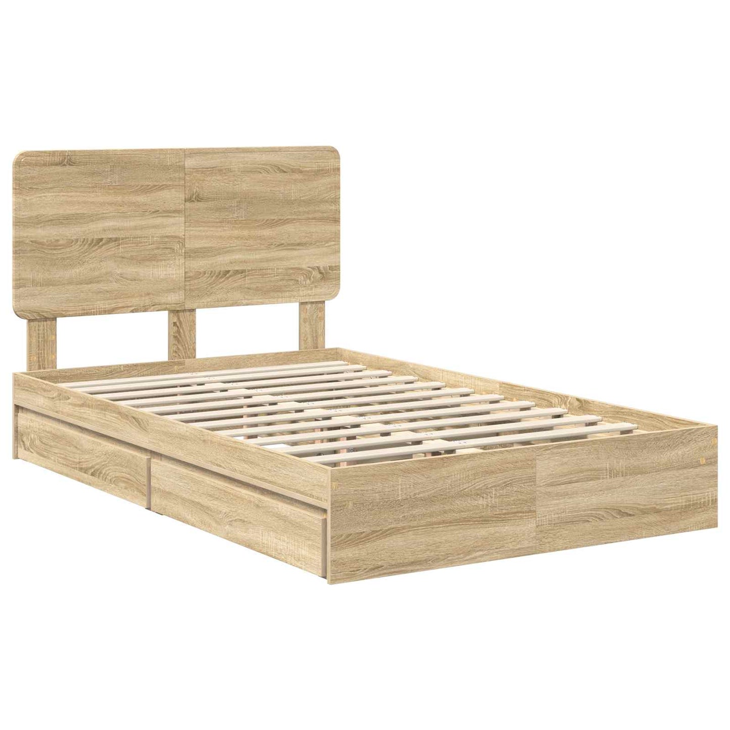Storage Bed with Drawer Sonoma Oak 135 x 190 cm Engineered Wood