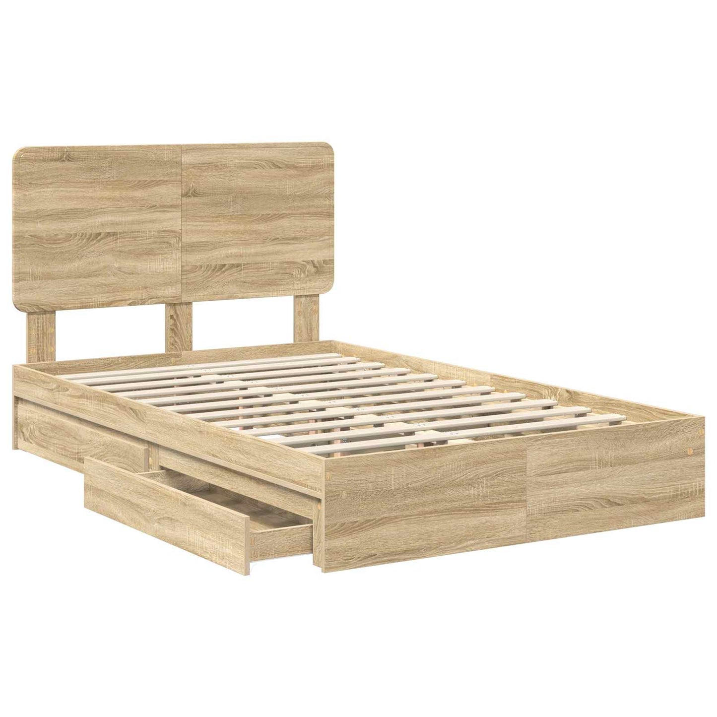 Storage Bed with Drawer Sonoma Oak 135 x 190 cm Engineered Wood