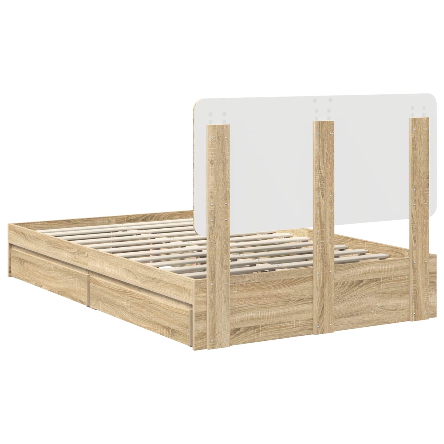 Storage Bed with Drawer Sonoma Oak 135 x 190 cm Engineered Wood
