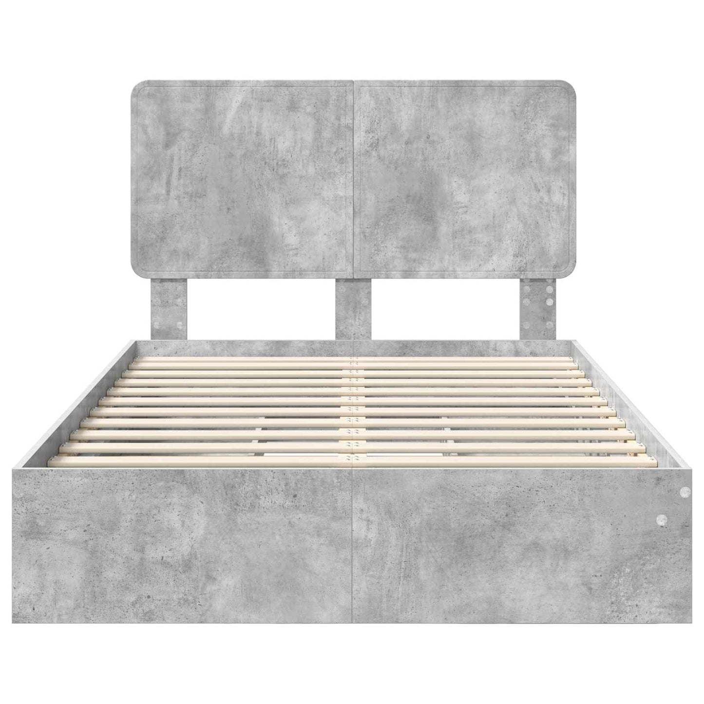 Storage Bed Concrete Grey 135 x 190 cm Engineered Wood