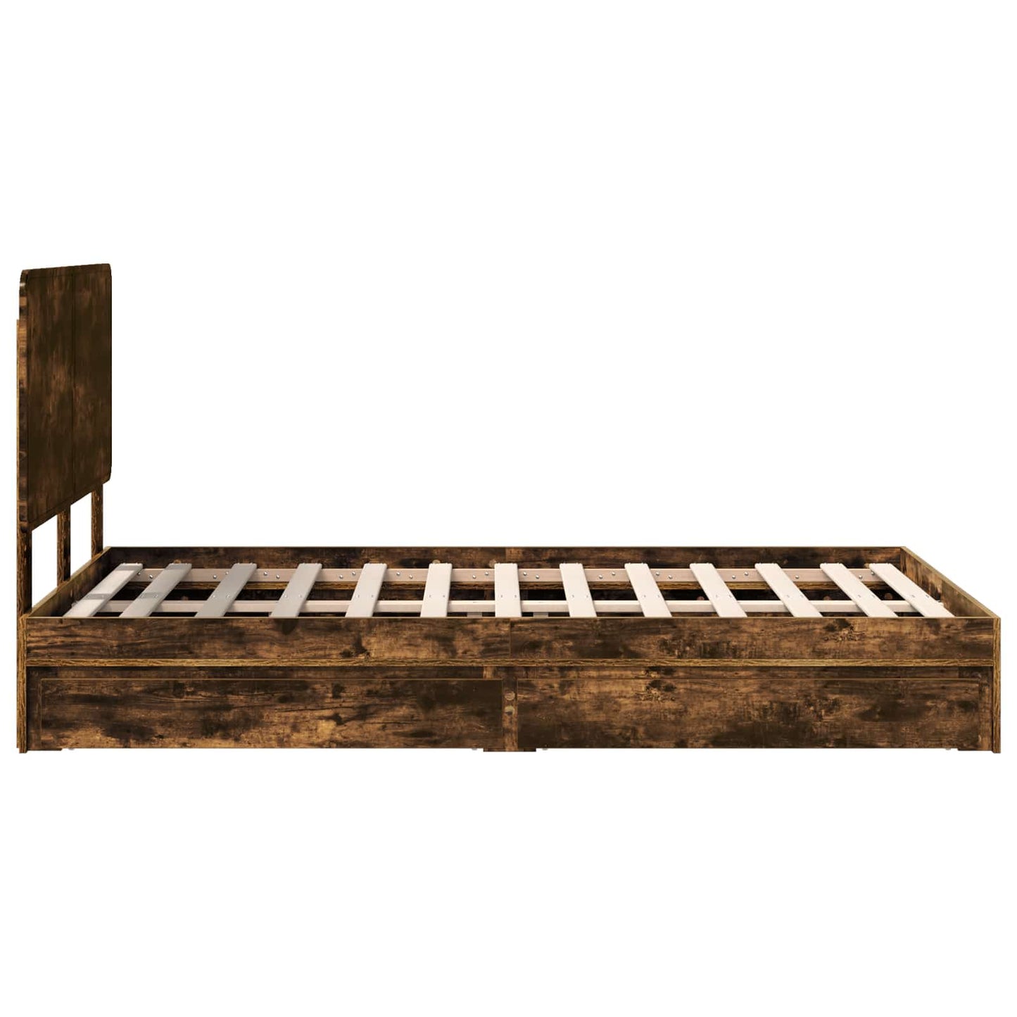 Storage Bed with Drawer Smoked Oak 135 x 190 cm Engineered Wood