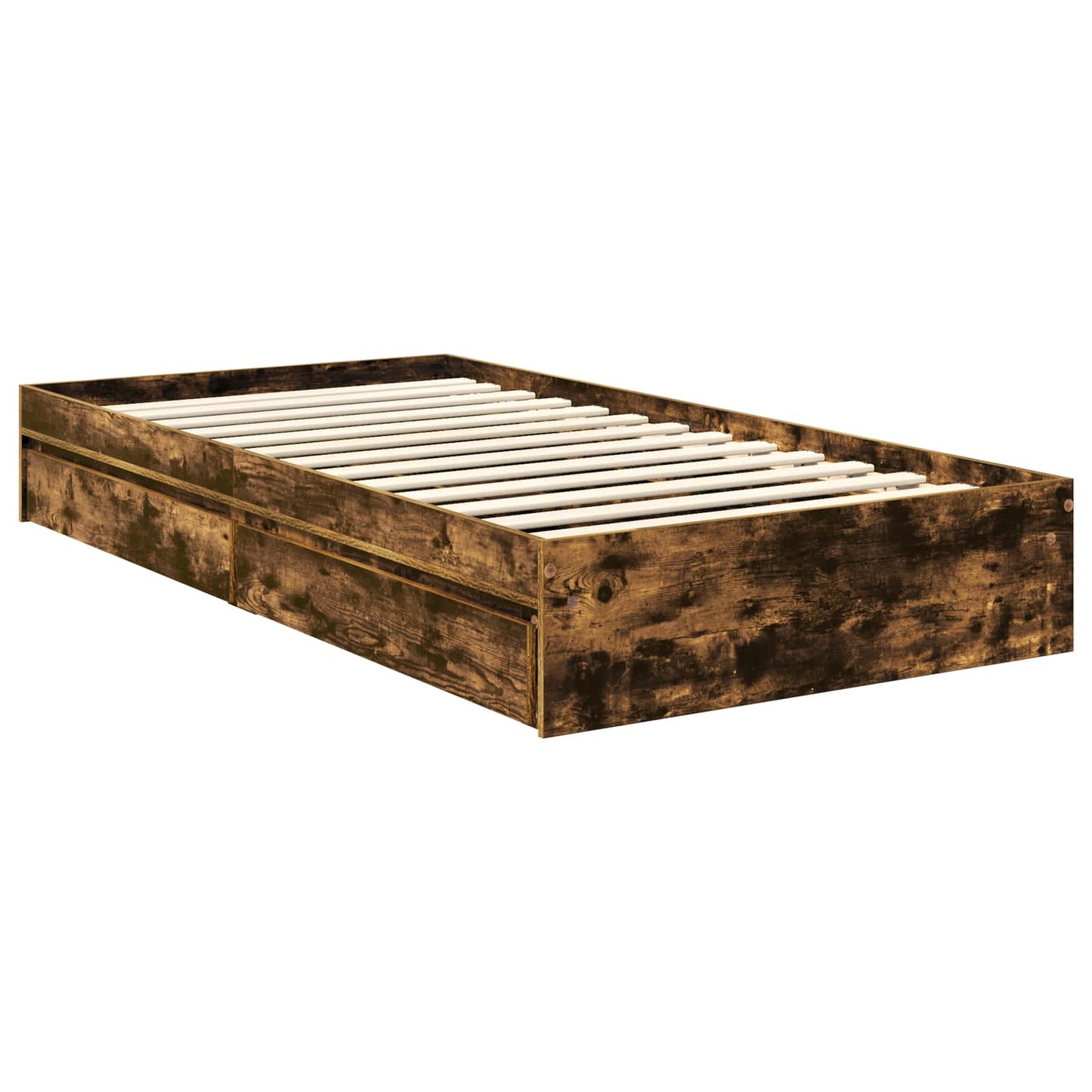 Storage Bed with Drawer Smoked Oak 100 x 200 cm Engineered Wood
