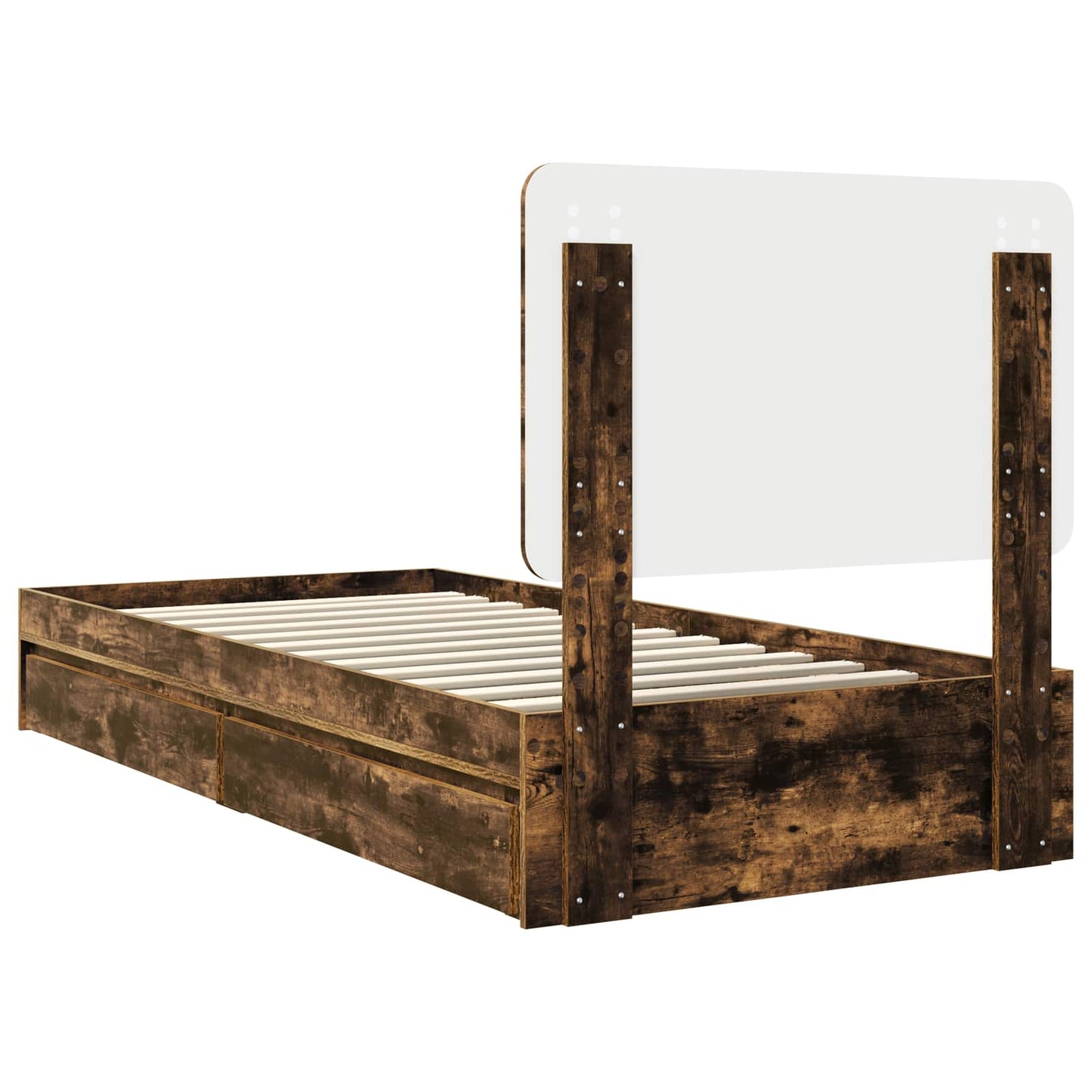 Storage Bed with Drawer Smoked Oak 100 x 200 cm Engineered Wood