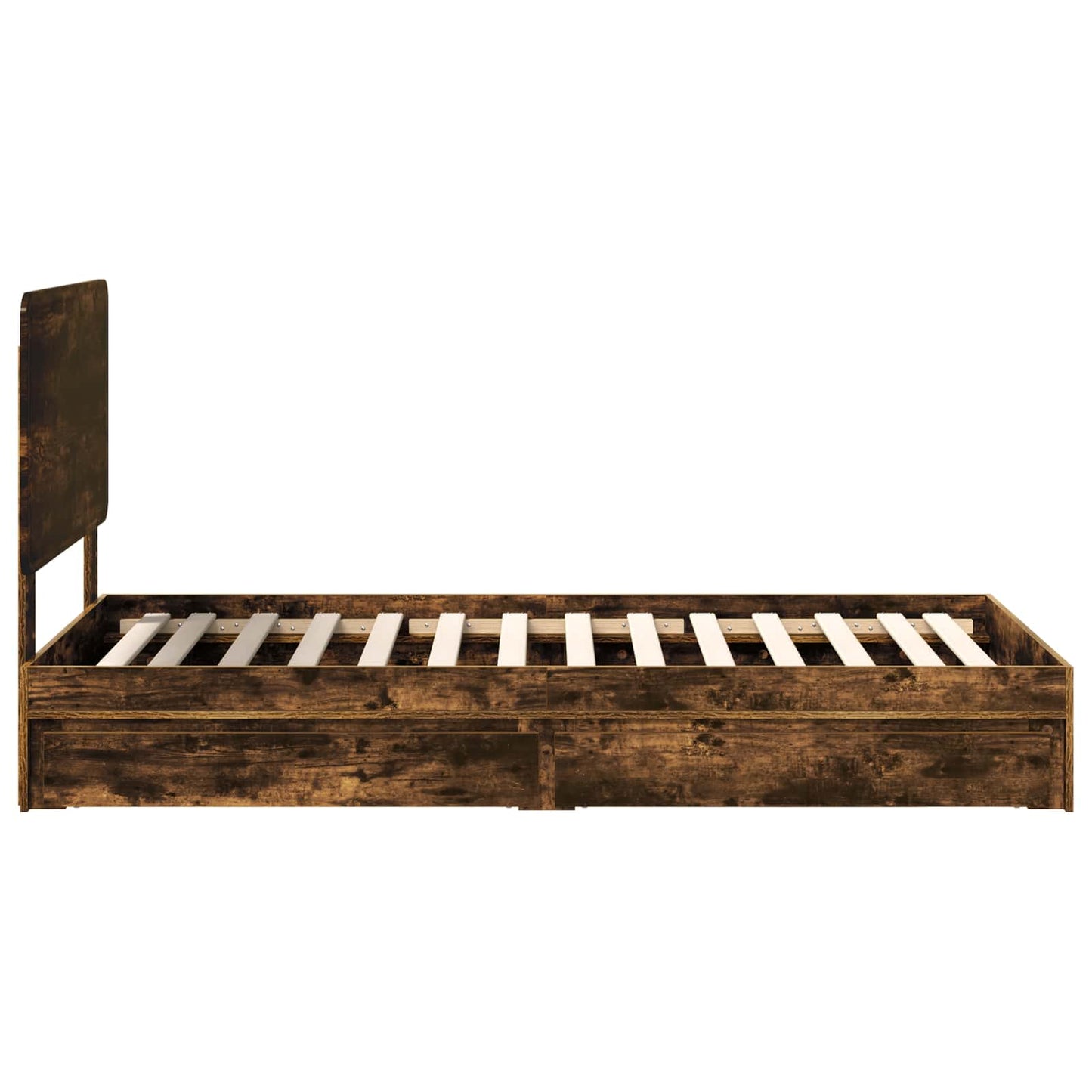 Storage Bed with Drawer Smoked Oak 100 x 200 cm Engineered Wood