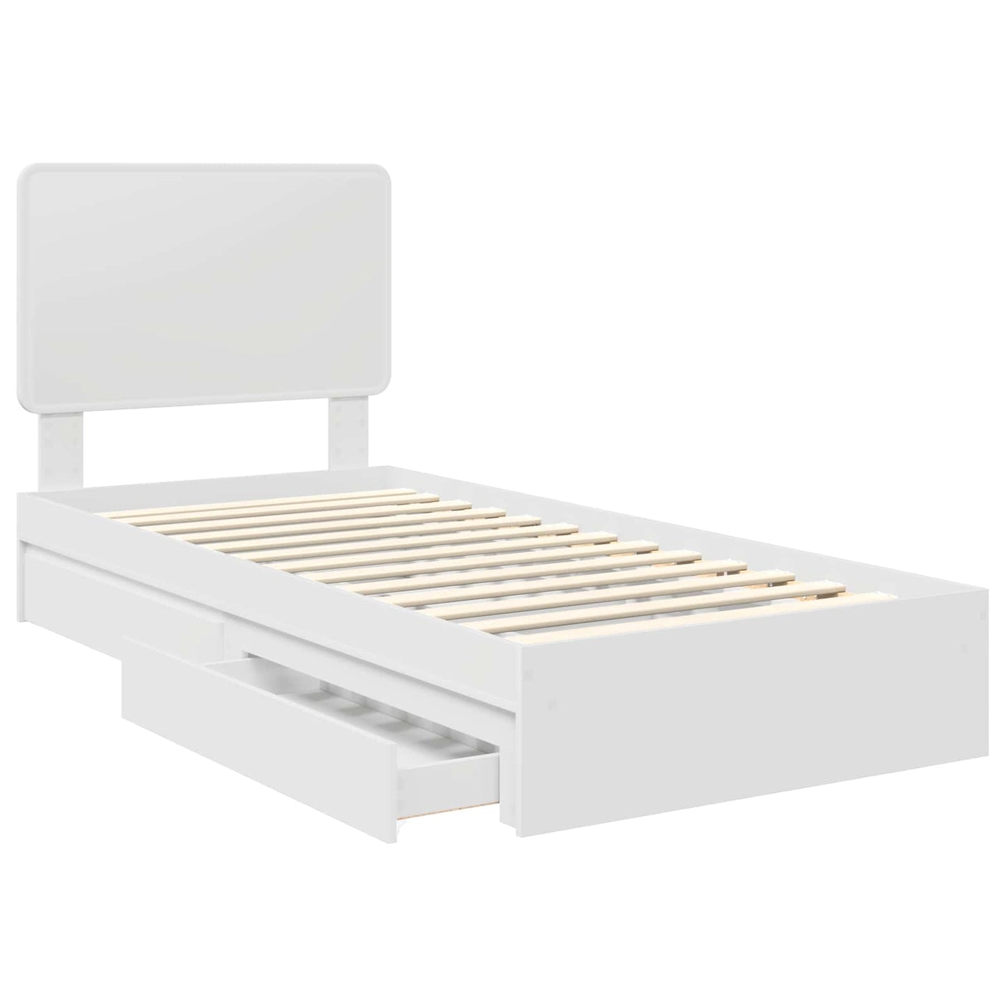 Storage Bed with Headboard White 90 x 200 cm Engineered Wood