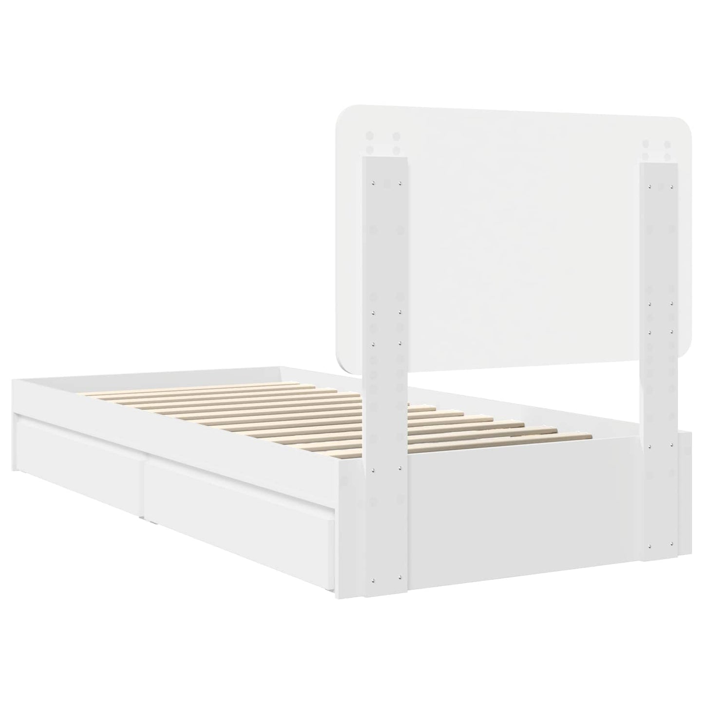 Storage Bed with Headboard White 90 x 200 cm Engineered Wood