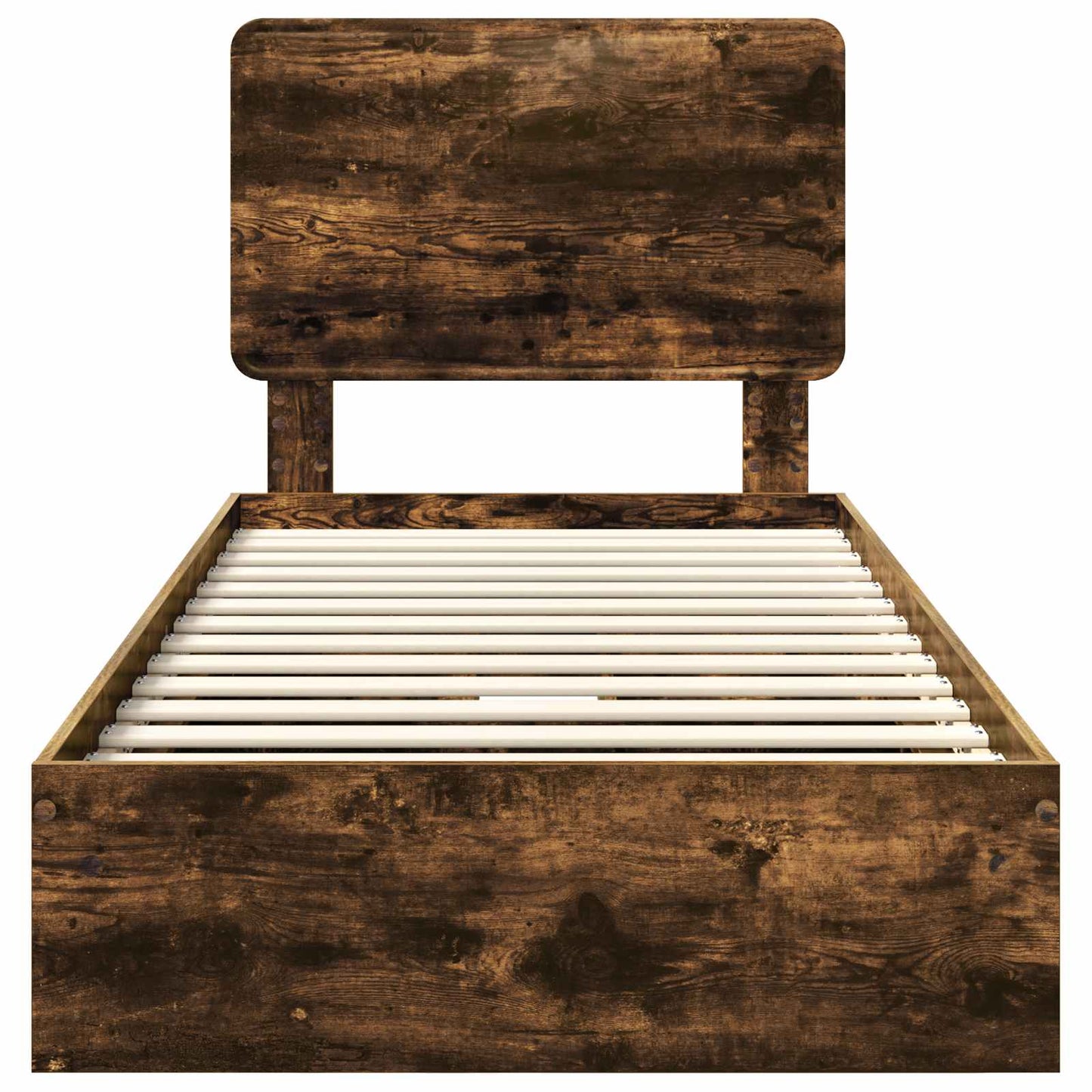 Storage Bed with Drawer Smoked Oak 90 x 200 cm Engineered Wood