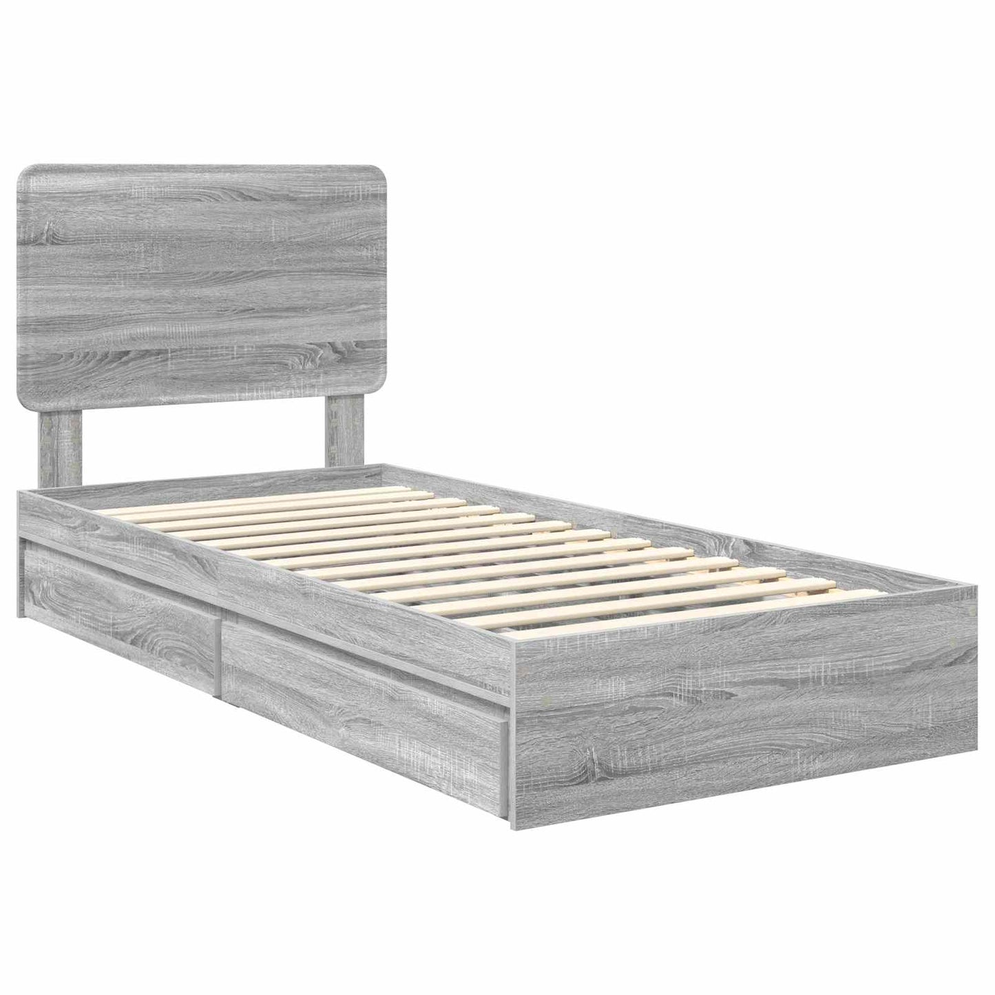 Storage Bed with Drawer Grey Sonoma 90 x 200 cm Engineered Wood