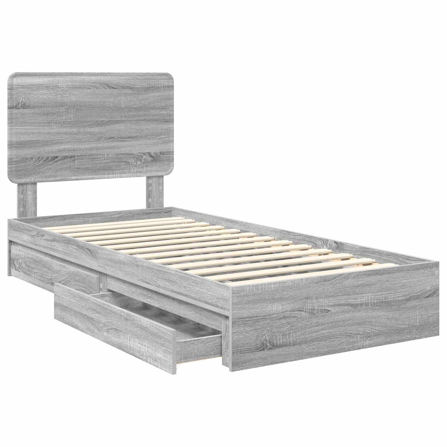 Storage Bed with Drawer Grey Sonoma 90 x 200 cm Engineered Wood