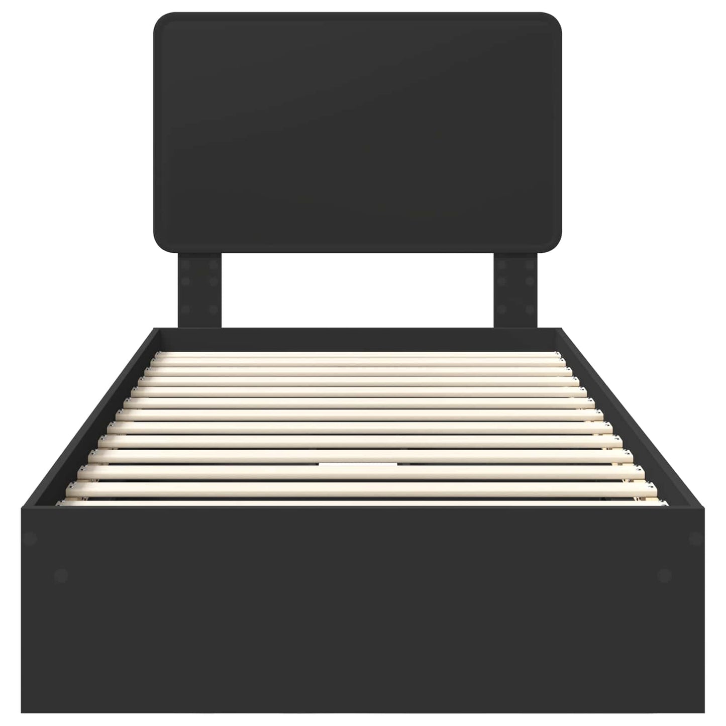 Storage Bed with Headboard Black 90 x 190 cm Engineered Wood